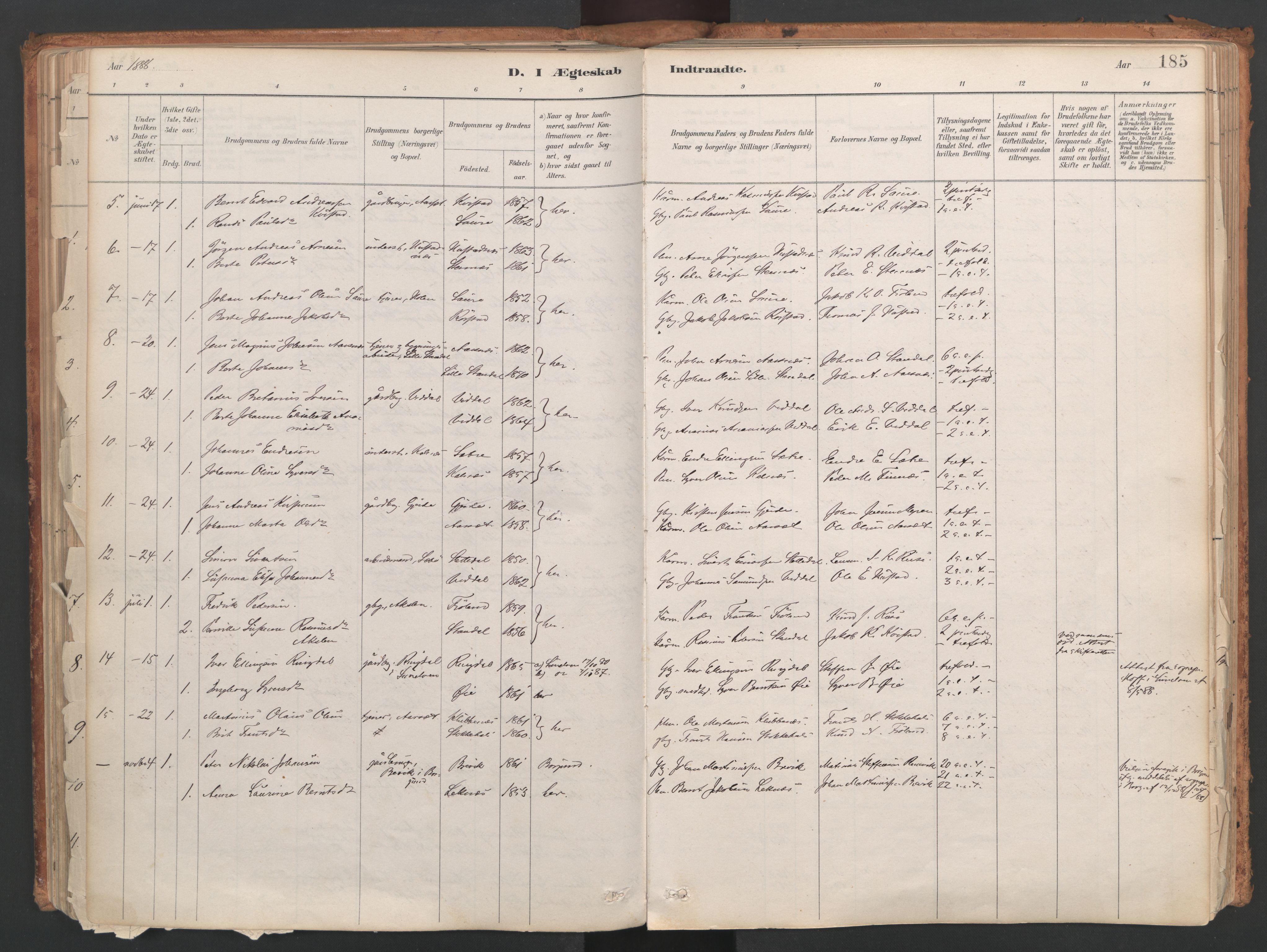 Ministerialprotokoller, klokkerbøker og fødselsregistre - Møre og Romsdal, SAT/A-1454/515/L0211: Parish register (official) no. 515A07, 1886-1910, p. 185