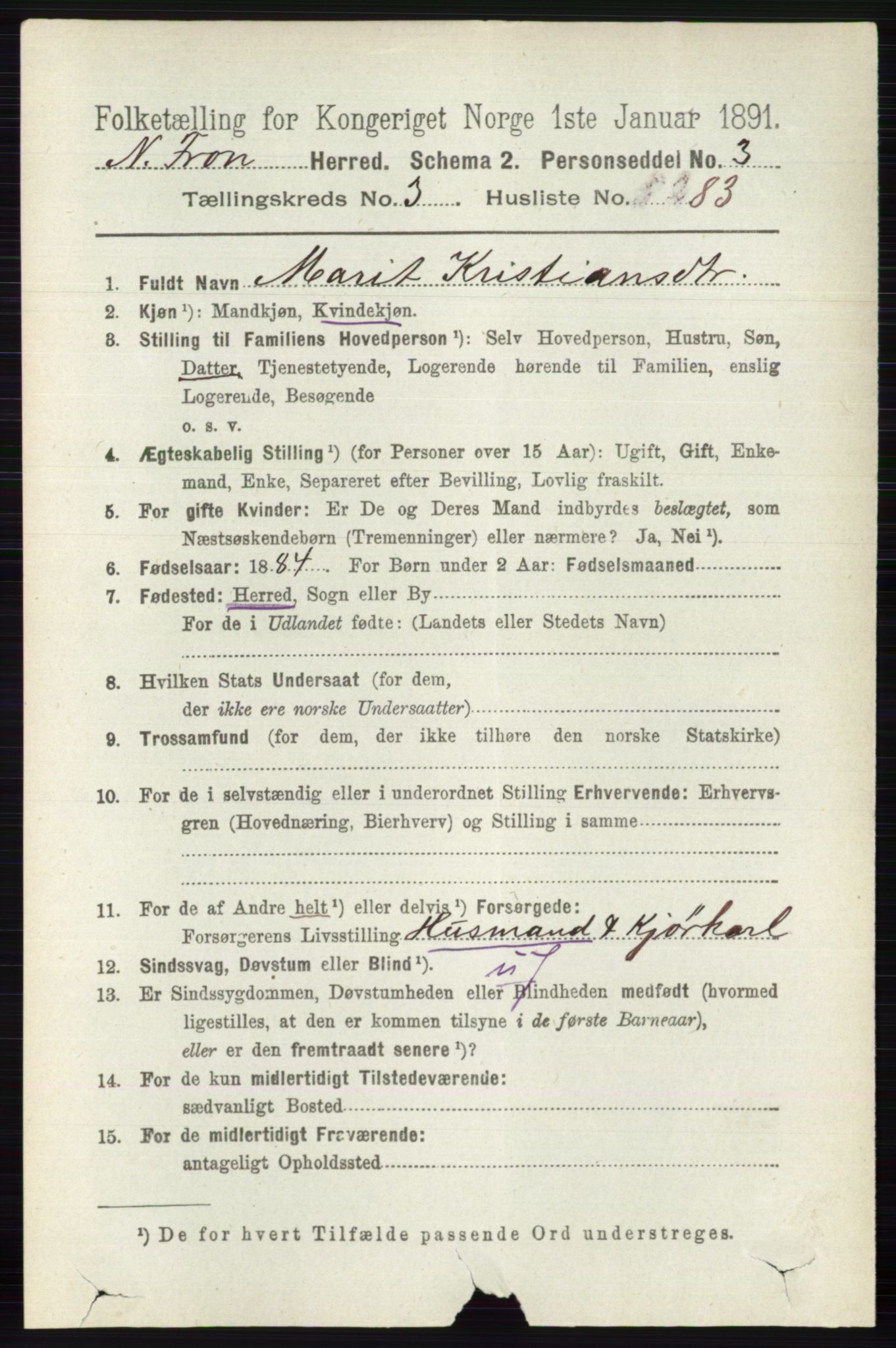 RA, 1891 census for 0518 Nord-Fron, 1891, p. 1375