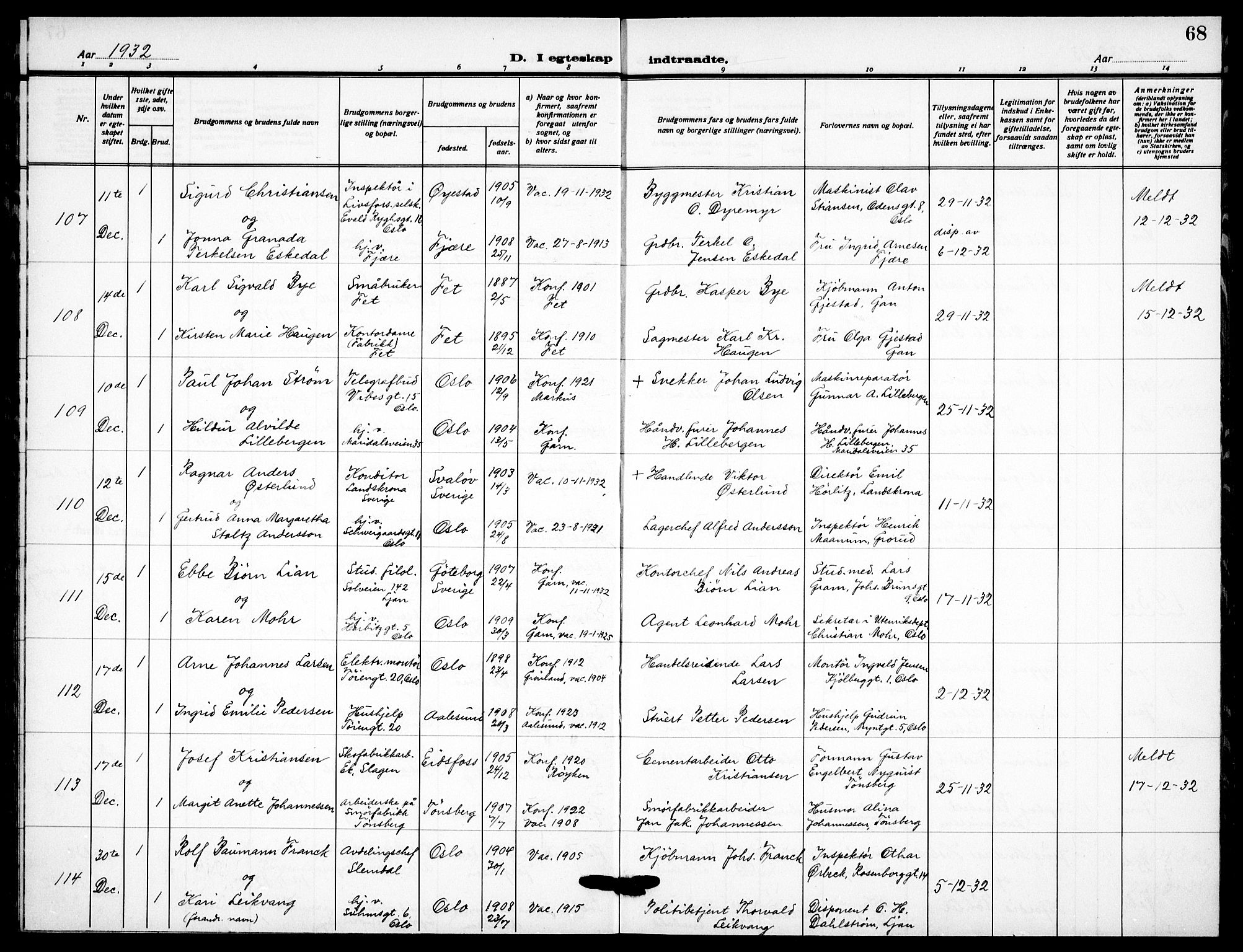 Garnisonsmenigheten Kirkebøker, AV/SAO-A-10846/F/Fa/L0019: Parish register (official) no. 19, 1928-1938, p. 68