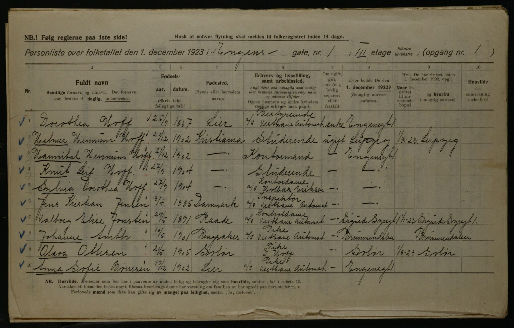 OBA, Municipal Census 1923 for Kristiania, 1923, p. 24249