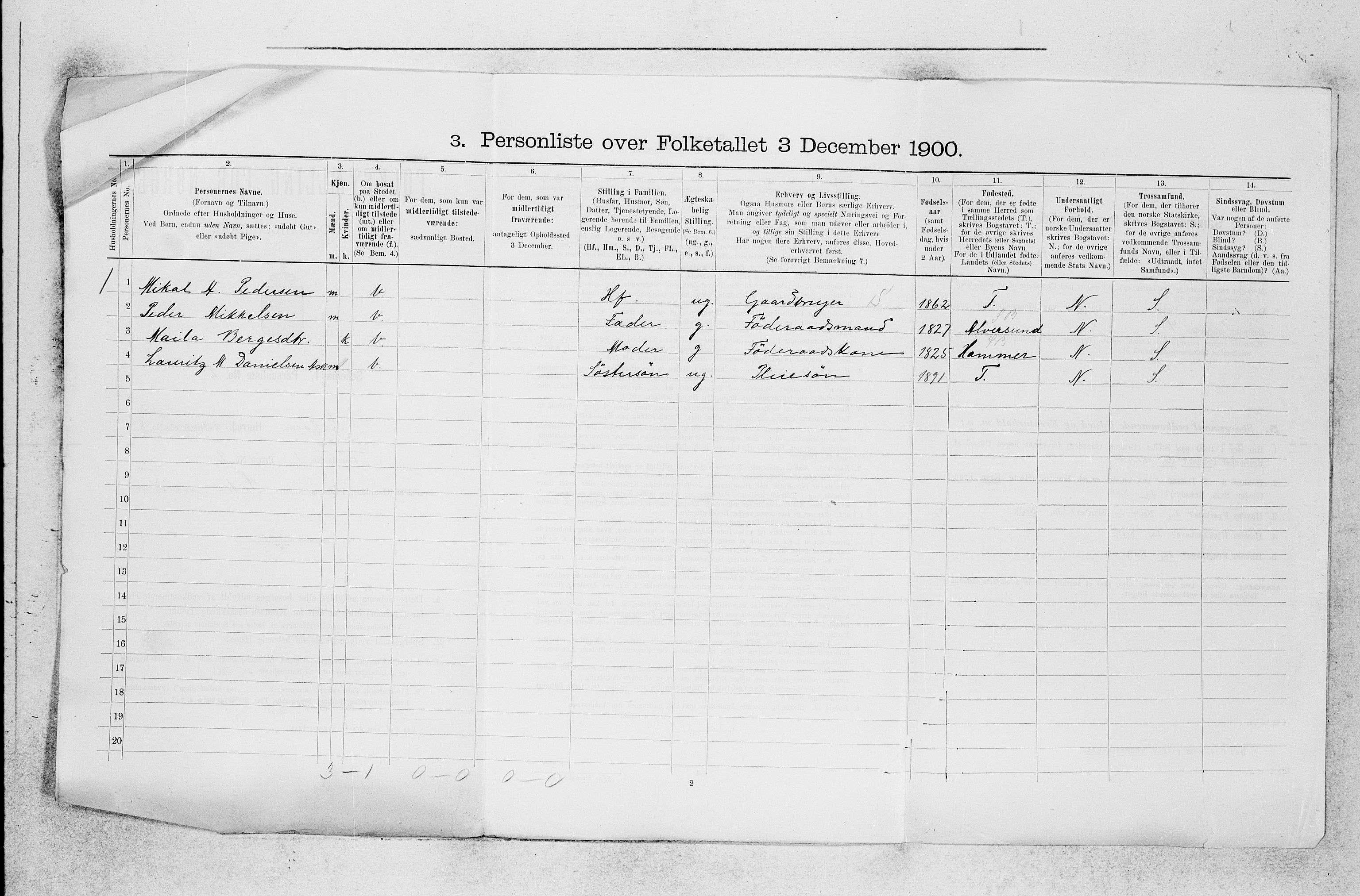 SAB, 1900 census for Askøy, 1900, p. 1048