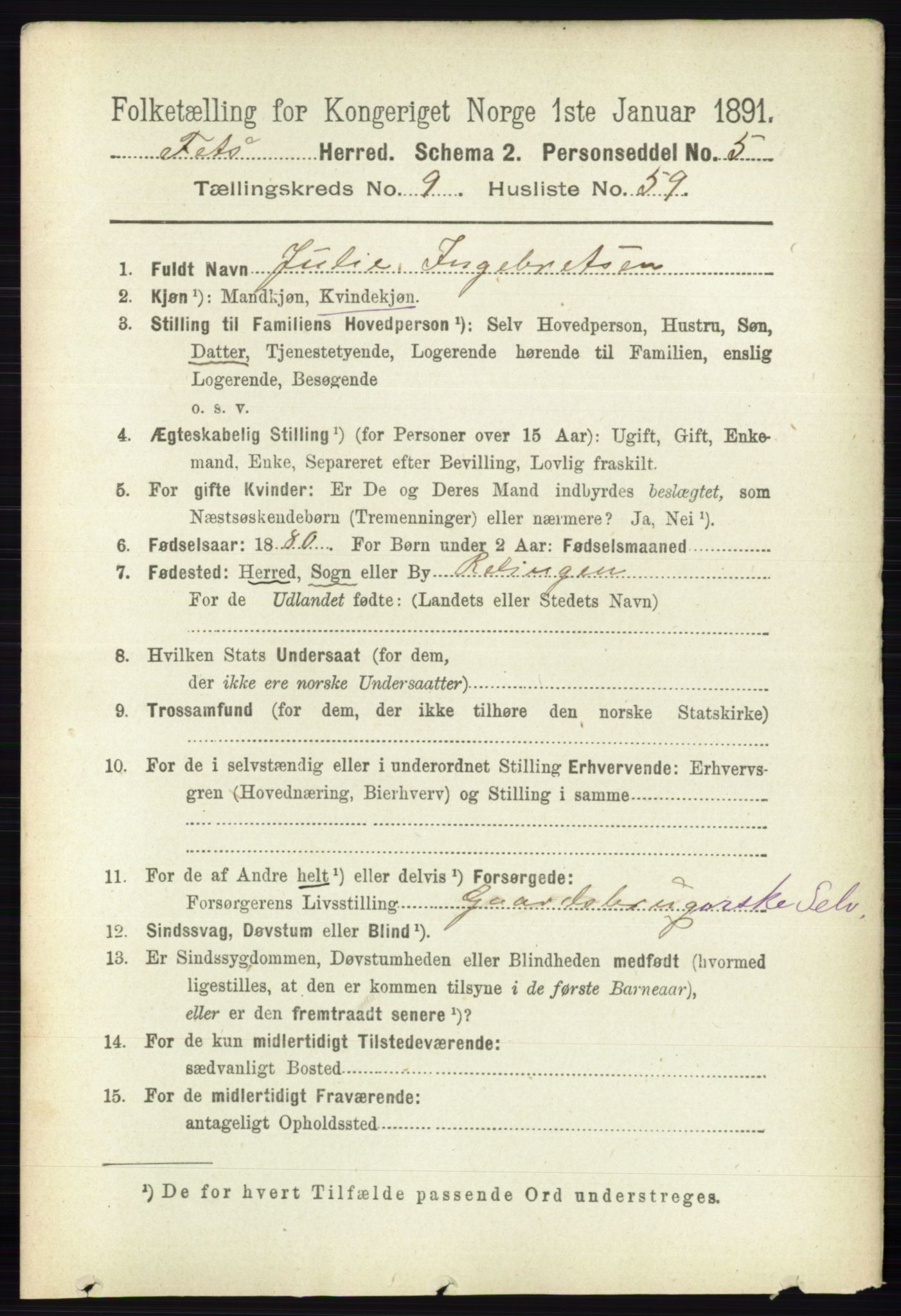 RA, 1891 census for 0227 Fet, 1891, p. 3814