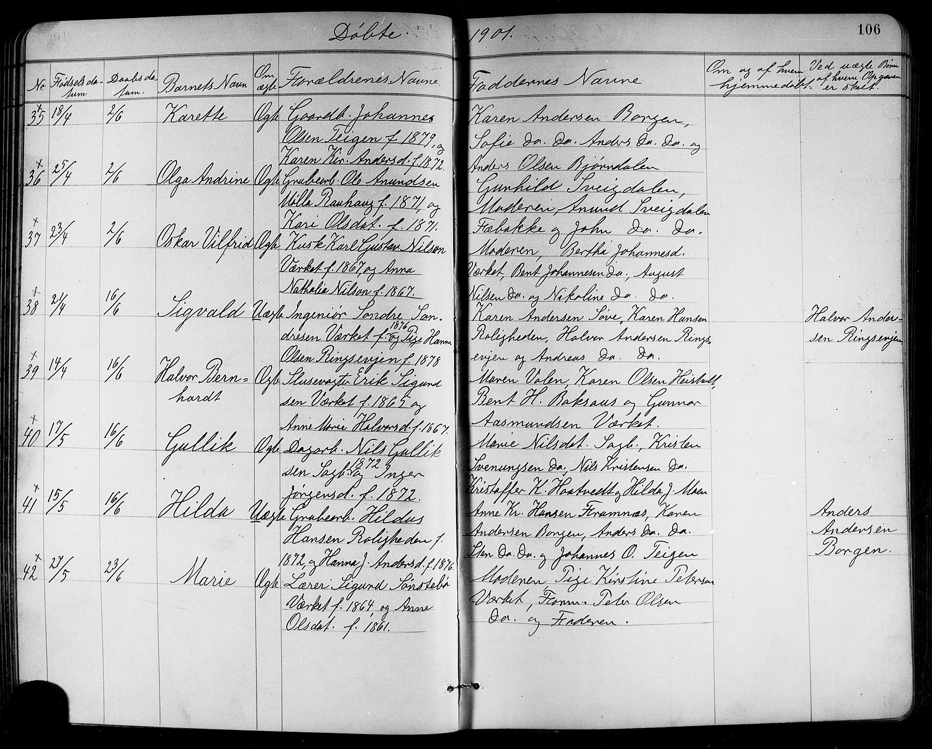 Holla kirkebøker, AV/SAKO-A-272/G/Ga/L0005: Parish register (copy) no. I 5, 1891-1917, p. 106