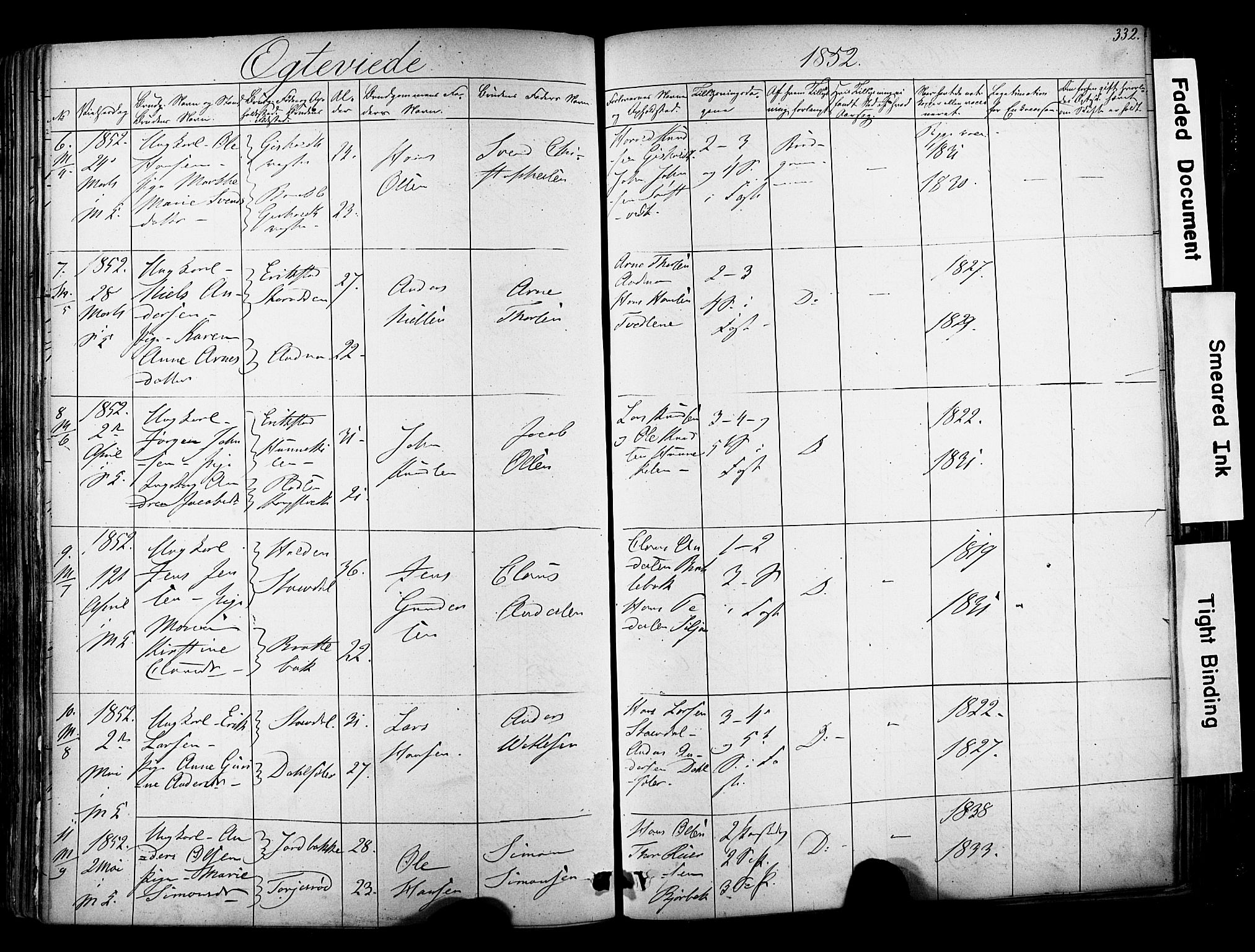Solum kirkebøker, SAKO/A-306/F/Fa/L0006: Parish register (official) no. I 6, 1844-1855, p. 332