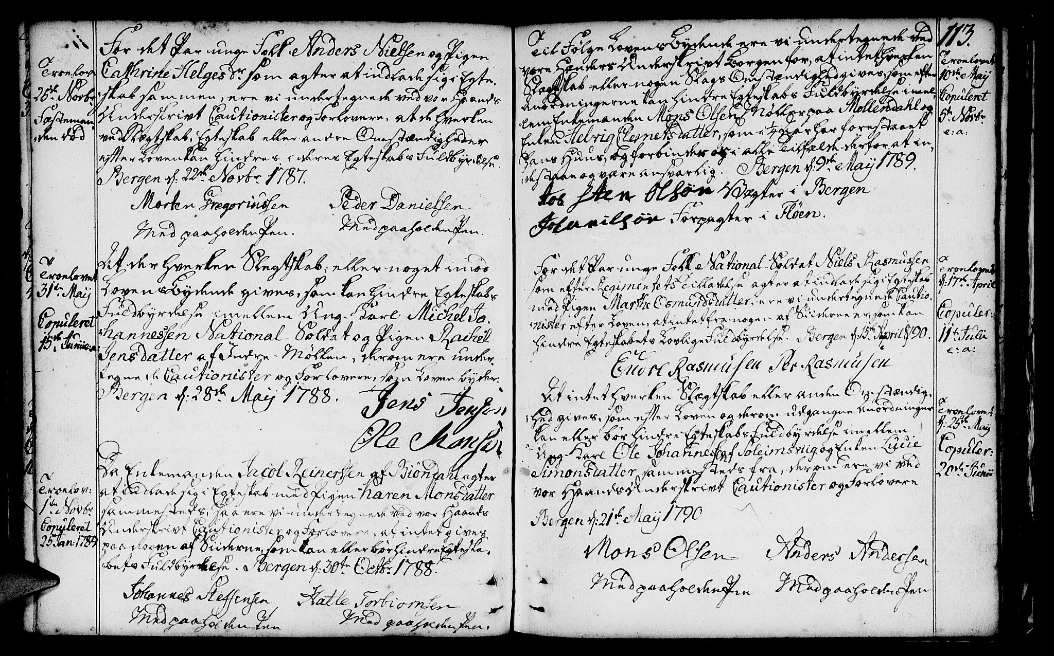 St. Jørgens hospital og Årstad sokneprestembete, AV/SAB-A-99934: Parish register (official) no. A 1, 1743-1823, p. 113