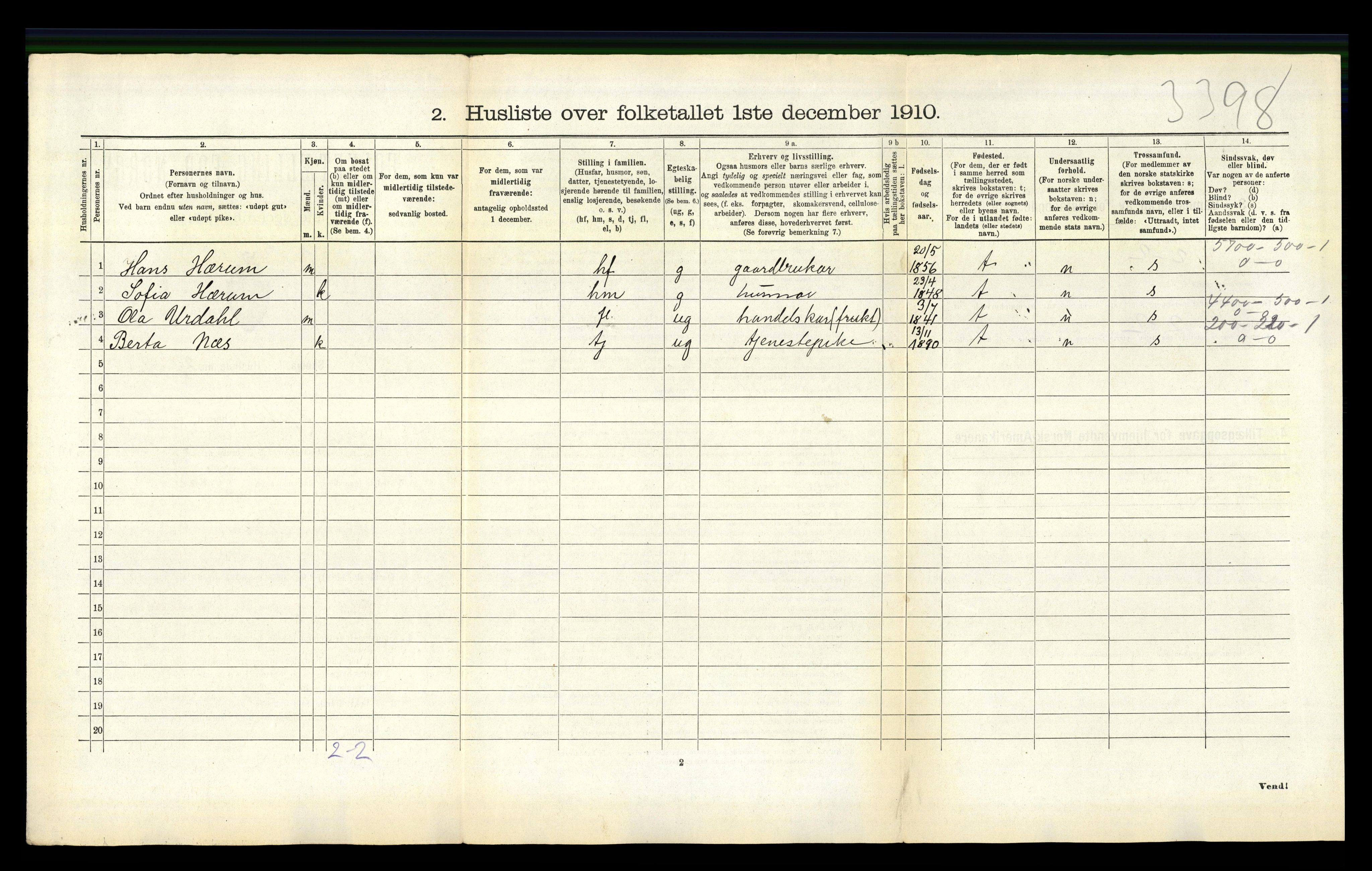 RA, 1910 census for Luster, 1910, p. 878