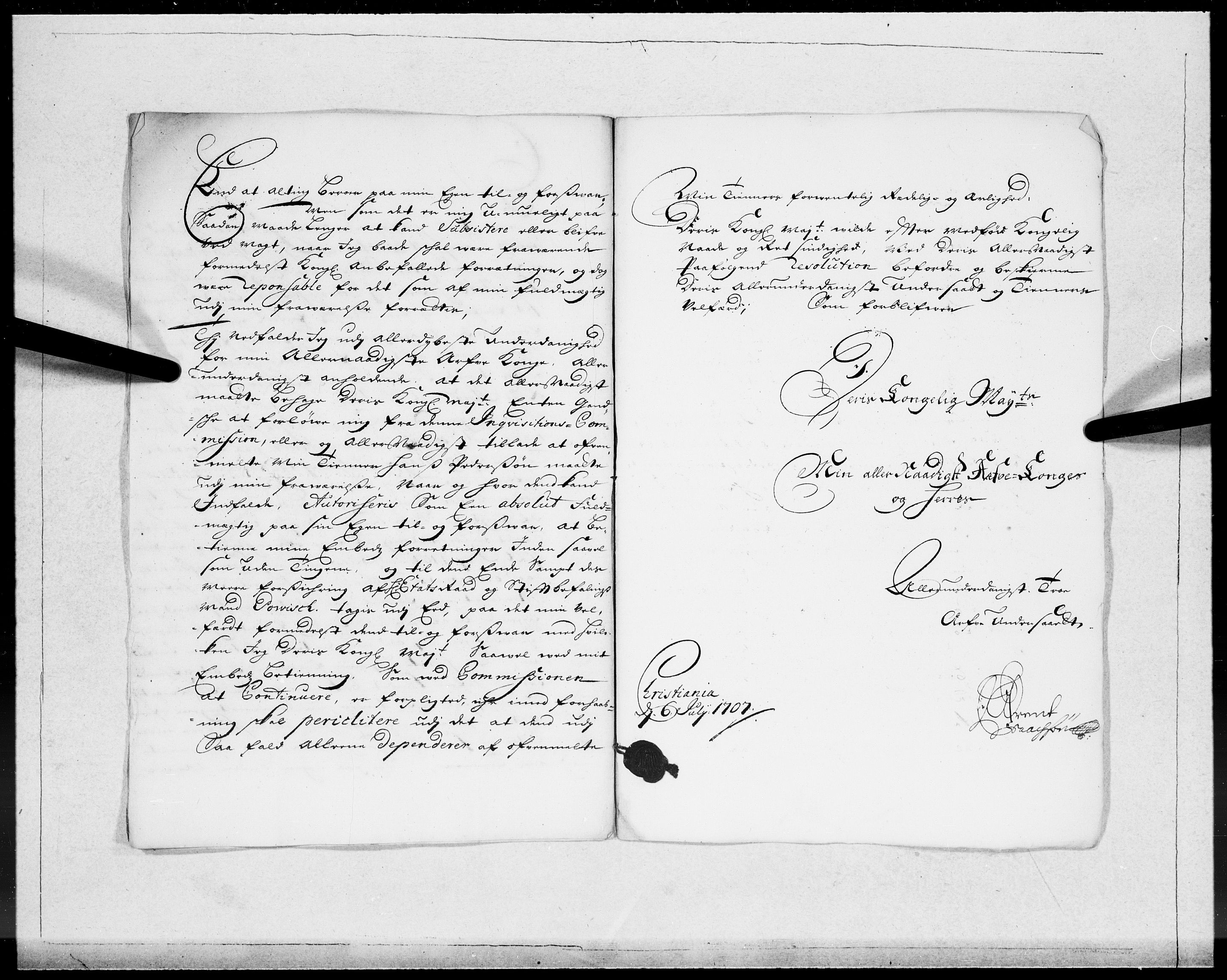 Danske Kanselli 1572-1799, AV/RA-EA-3023/F/Fc/Fcc/Fcca/L0064: Norske innlegg 1572-1799, 1707, p. 30