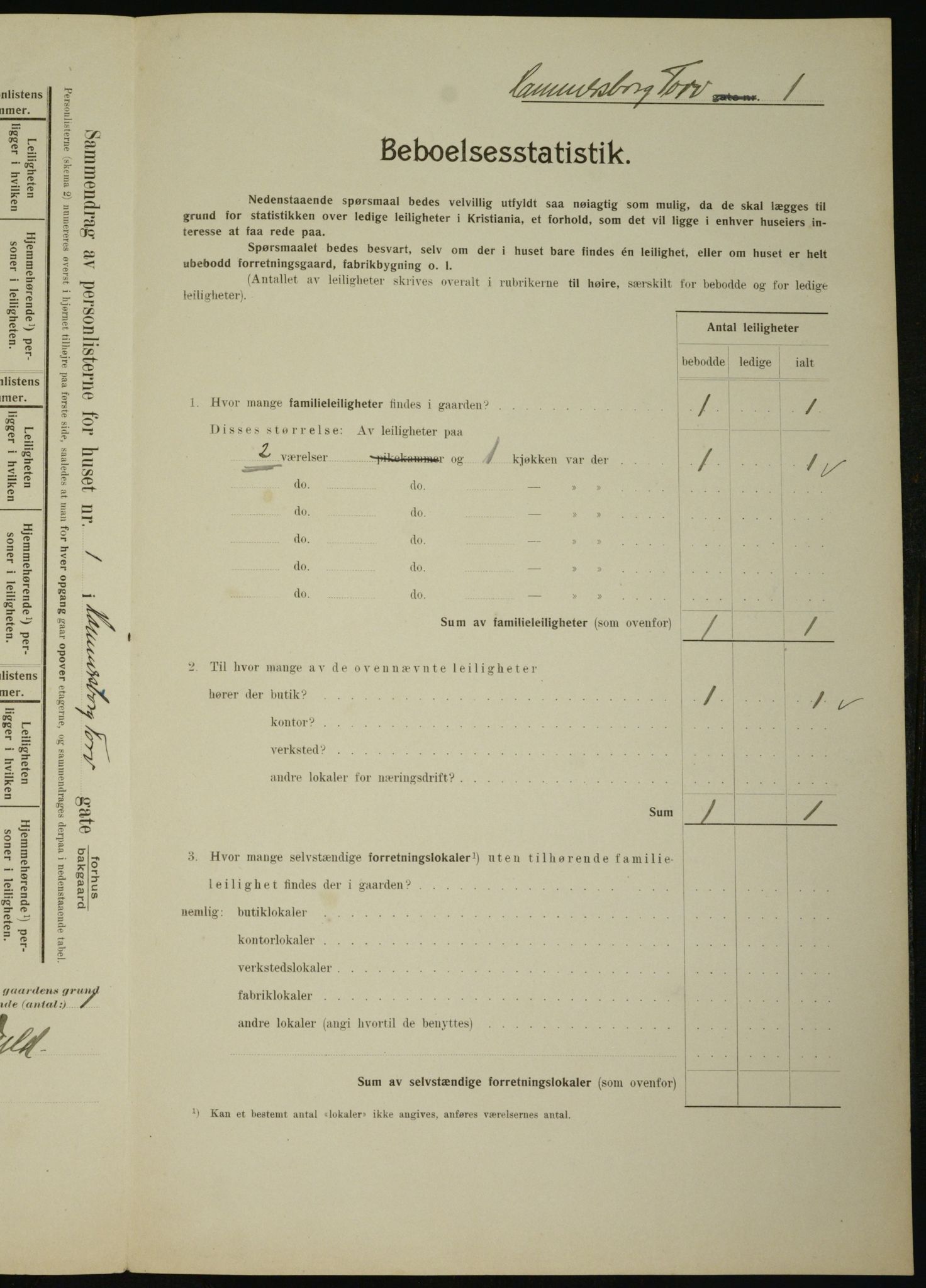 OBA, Municipal Census 1910 for Kristiania, 1910, p. 32236