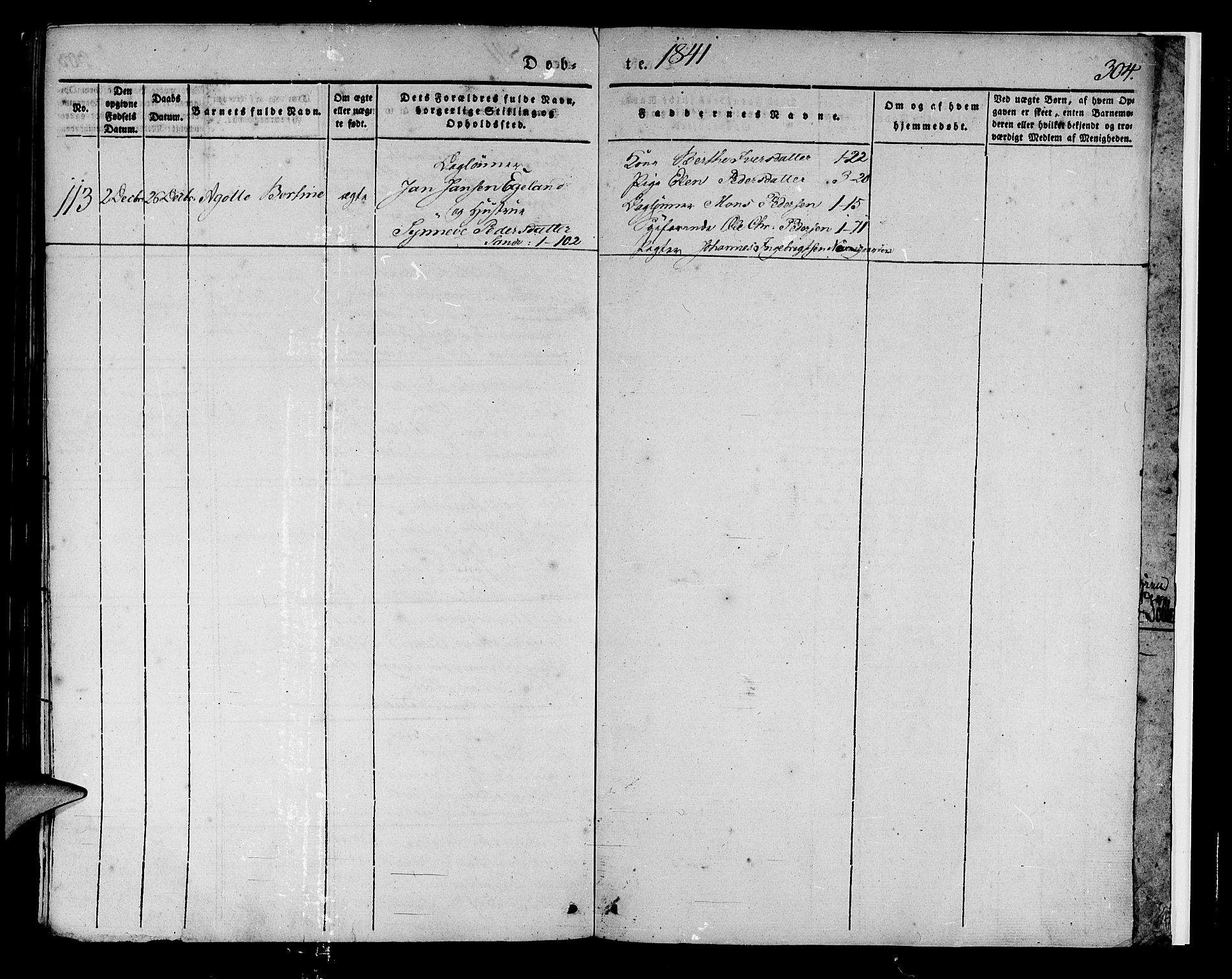 Korskirken sokneprestembete, AV/SAB-A-76101/H/Haa/L0015: Parish register (official) no. B 1, 1833-1841, p. 304