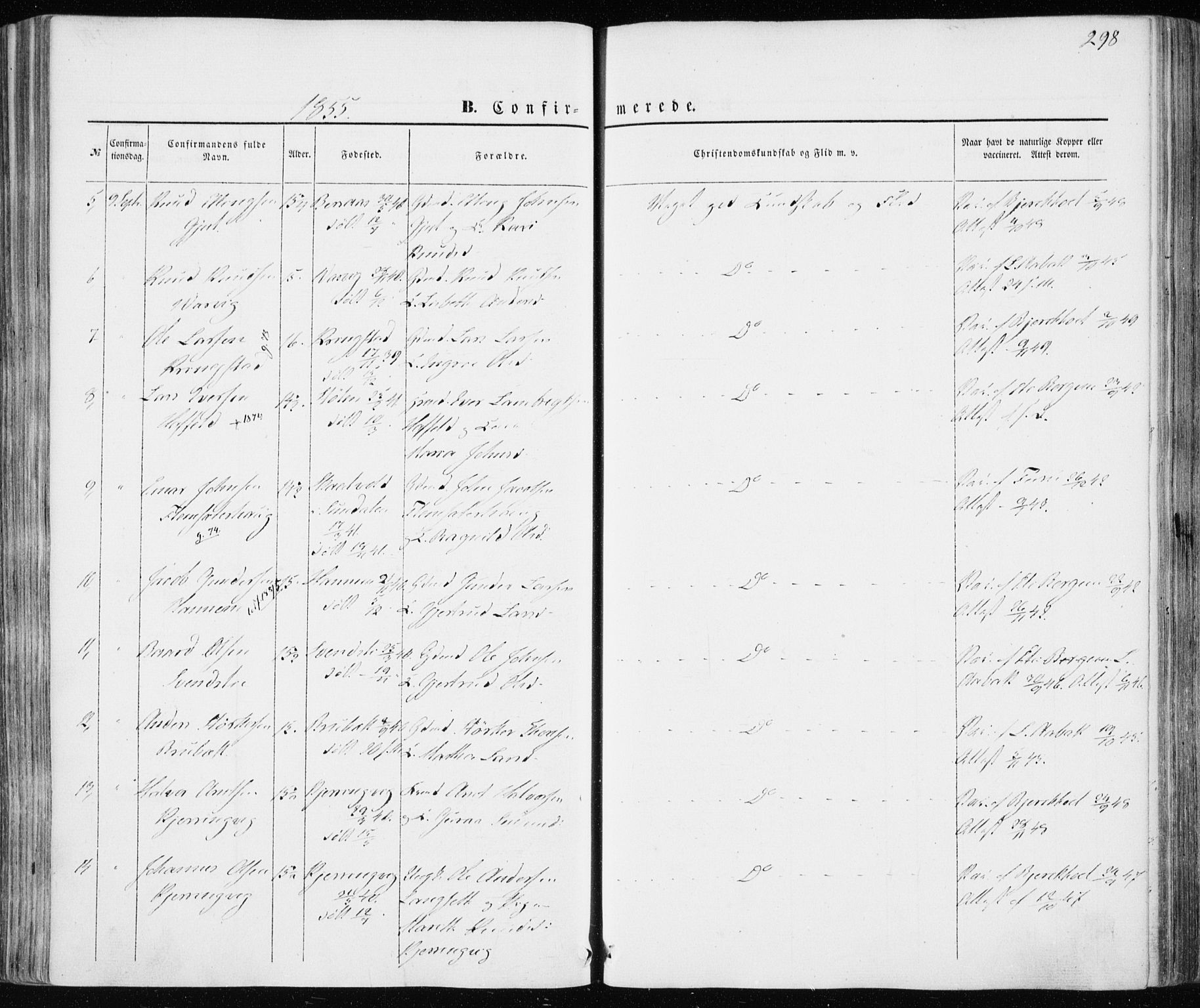 Ministerialprotokoller, klokkerbøker og fødselsregistre - Møre og Romsdal, AV/SAT-A-1454/586/L0984: Parish register (official) no. 586A10, 1844-1856, p. 298