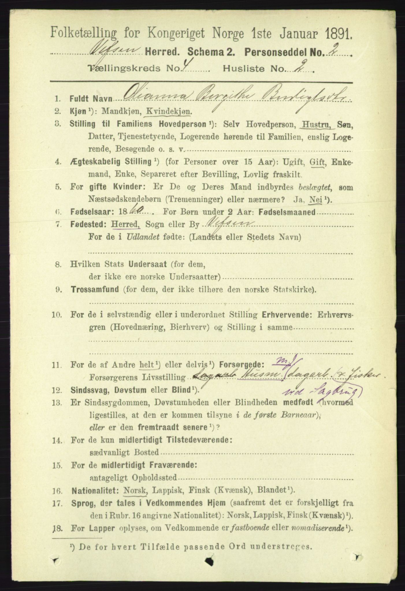RA, 1891 census for 1824 Vefsn, 1891, p. 1633