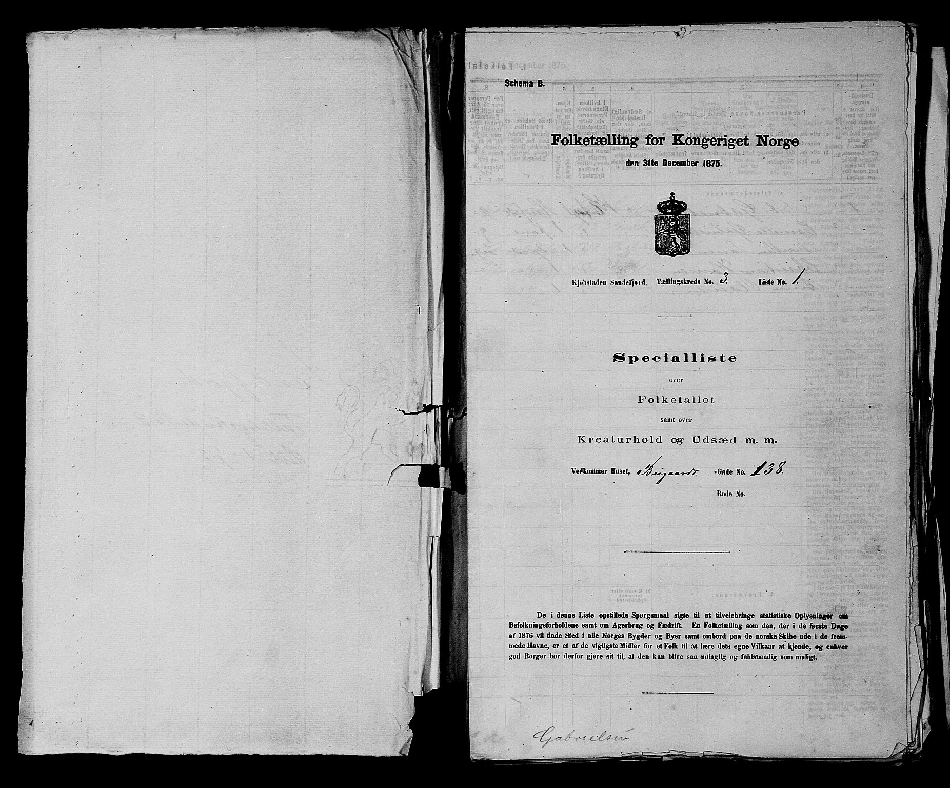 SAKO, 1875 census for 0706B Sandeherred/Sandefjord, 1875, p. 350