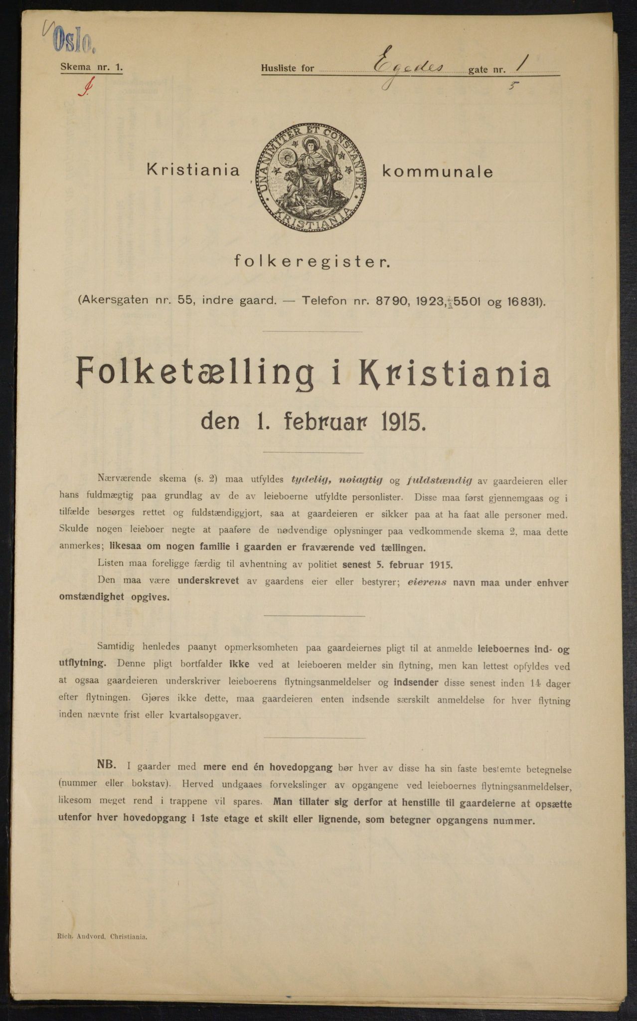 OBA, Municipal Census 1915 for Kristiania, 1915, p. 18299