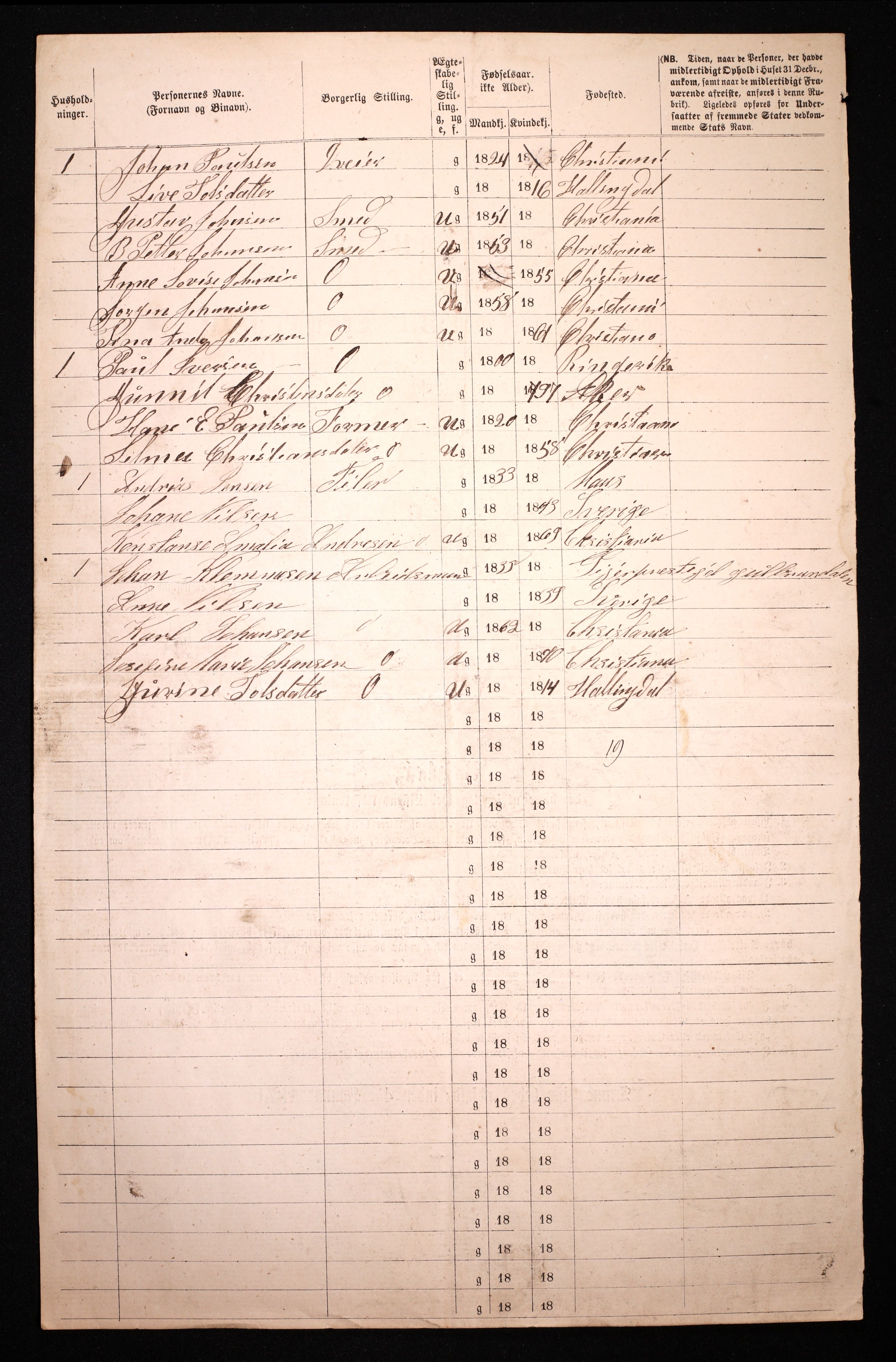 RA, 1870 census for 0301 Kristiania, 1870, p. 3303