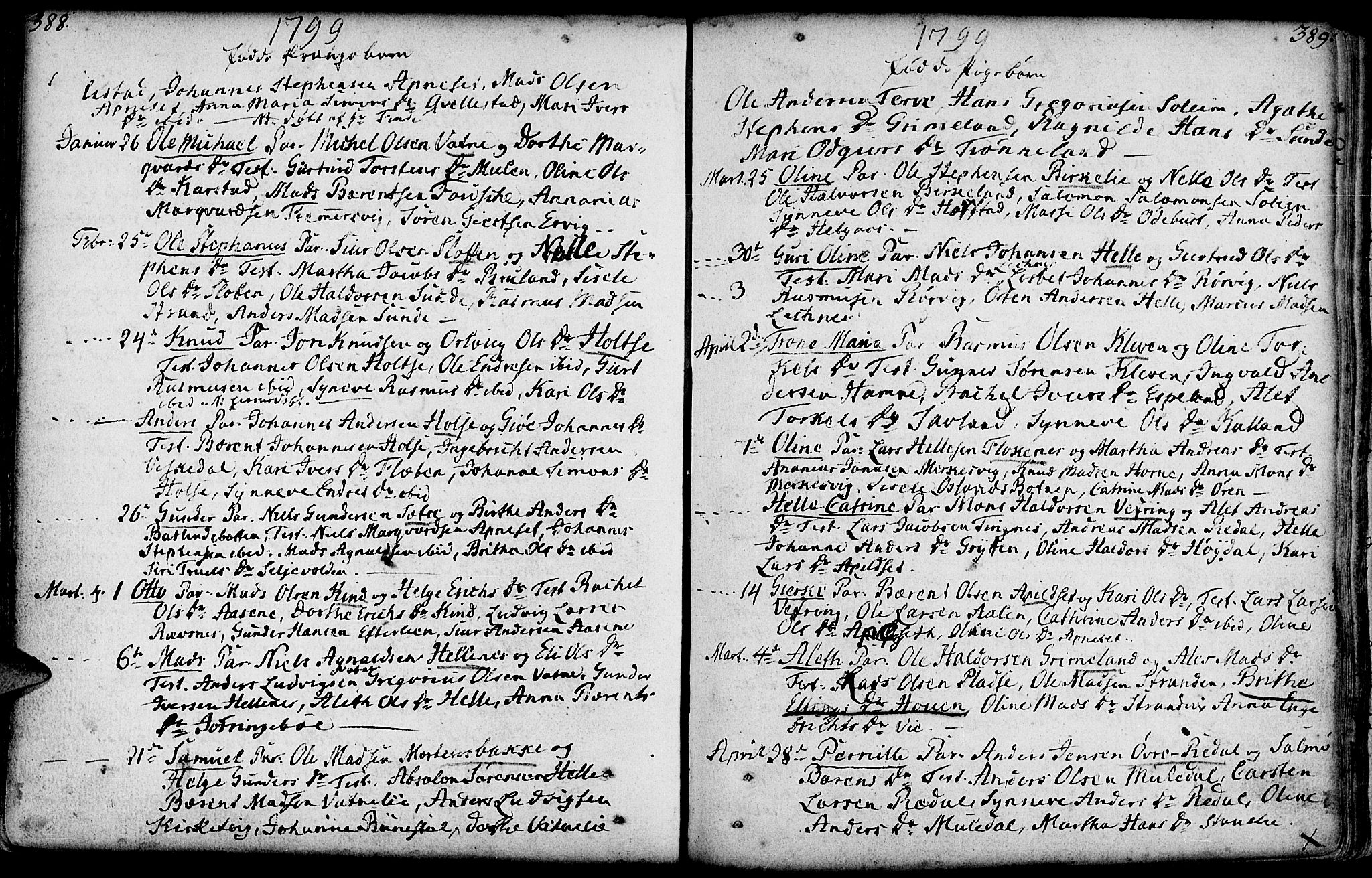 Førde sokneprestembete, AV/SAB-A-79901/H/Haa/Haaa/L0004: Parish register (official) no. A 4, 1781-1803, p. 388-389