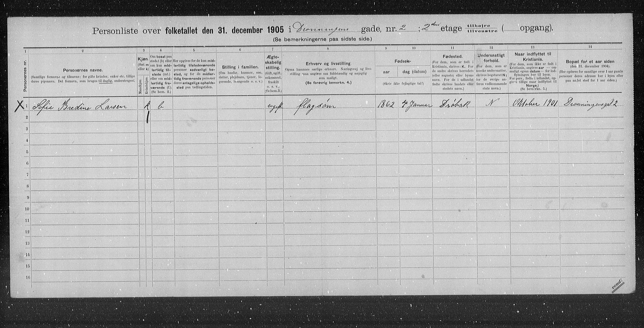 OBA, Municipal Census 1905 for Kristiania, 1905, p. 8943