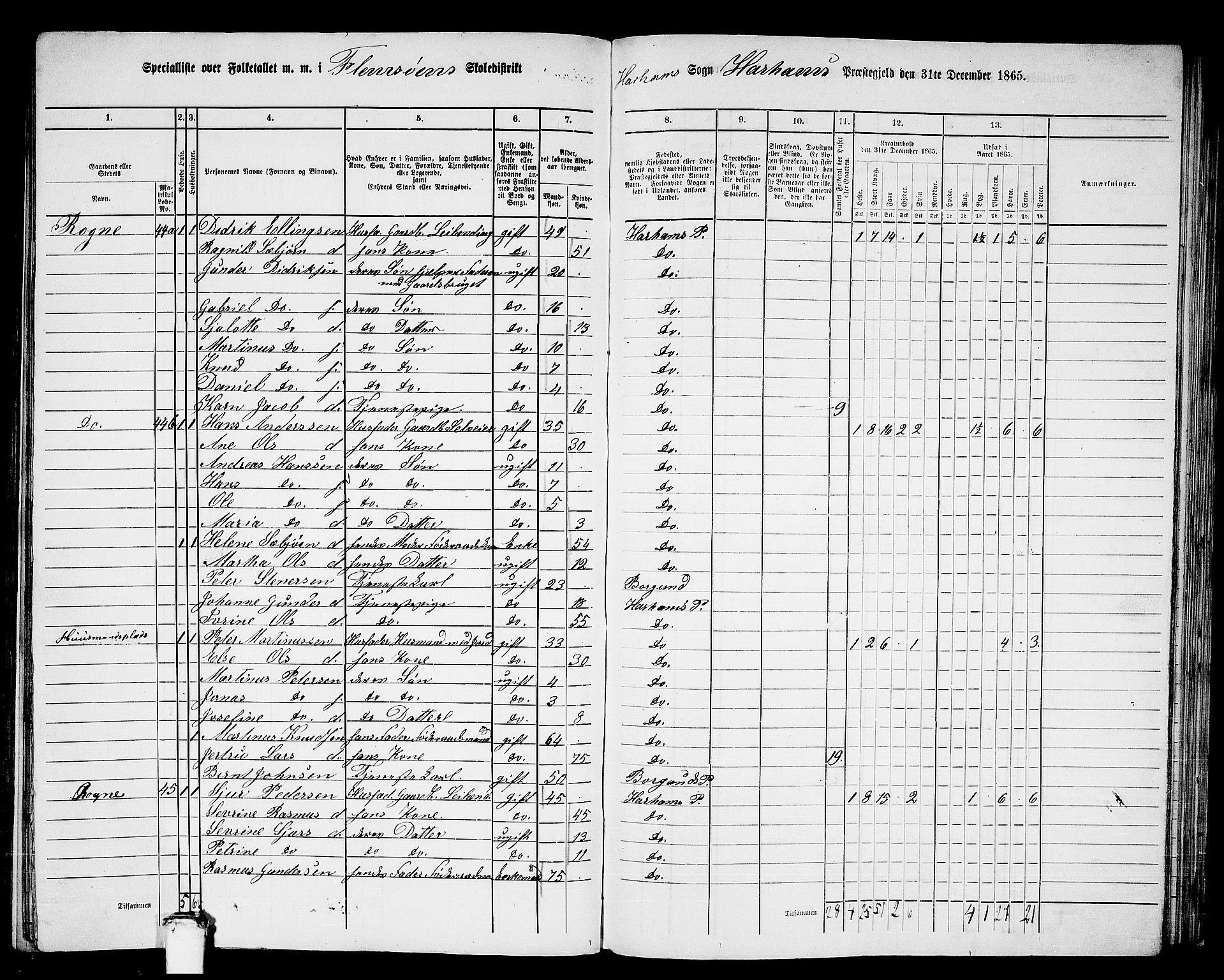 RA, 1865 census for Haram, 1865, p. 25