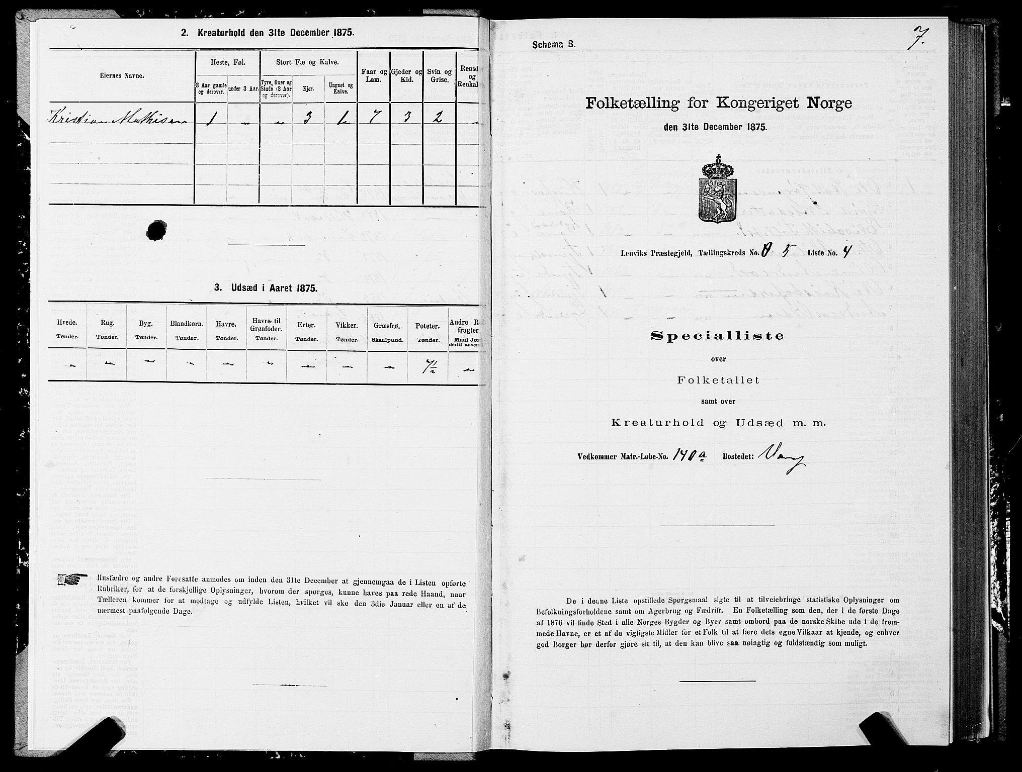 SATØ, 1875 census for 1931P Lenvik, 1875, p. 3007