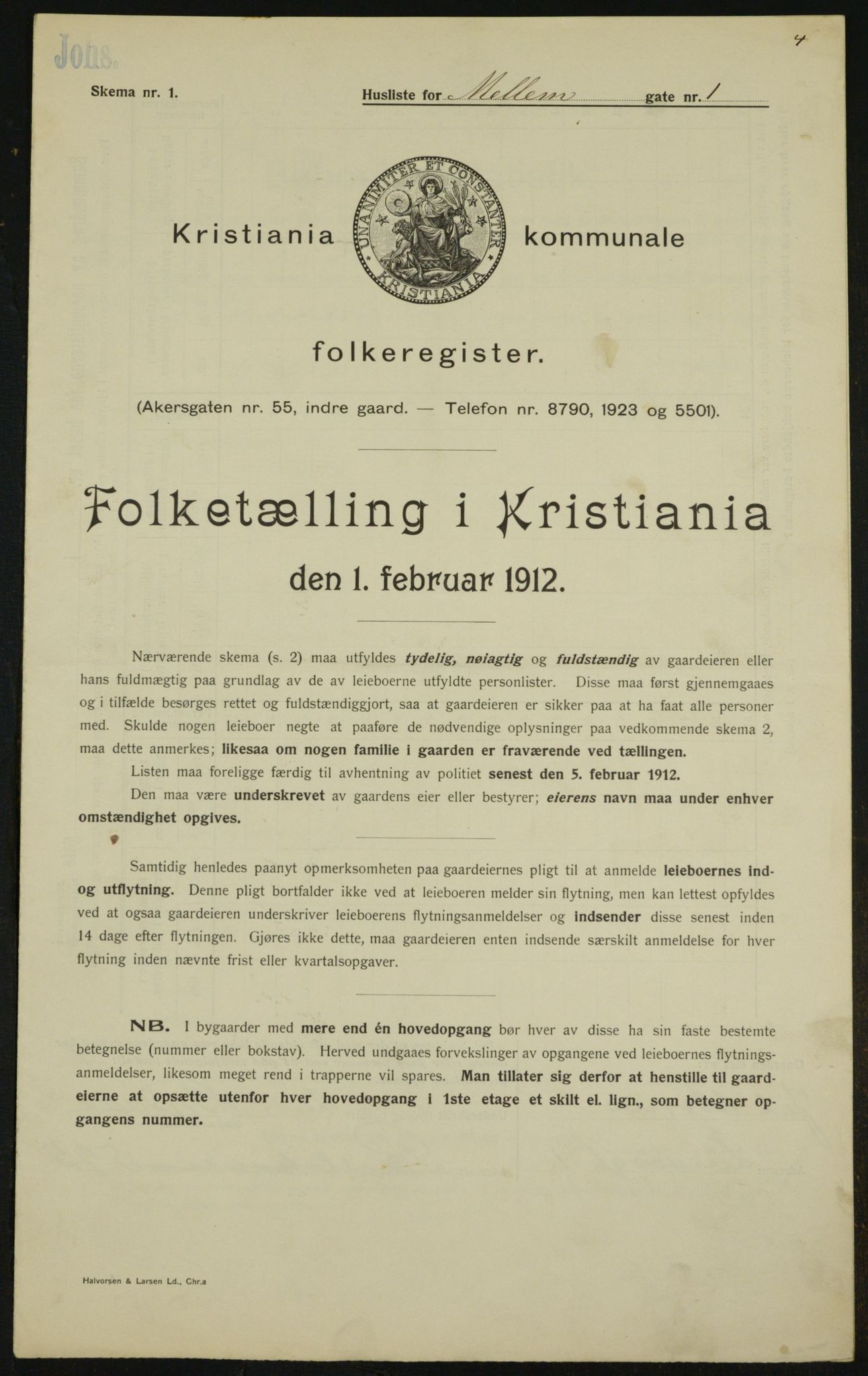 OBA, Municipal Census 1912 for Kristiania, 1912, p. 65542