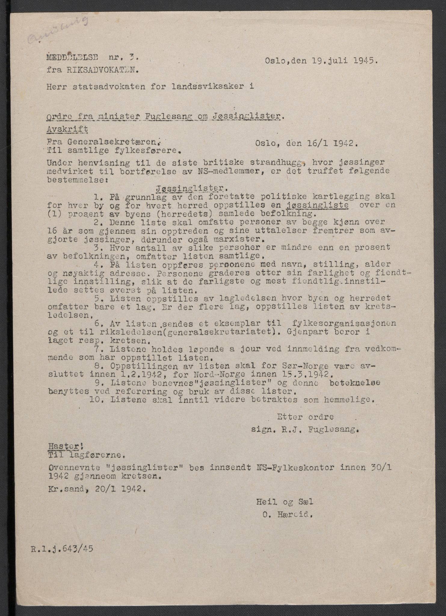 Landssvikarkivet, Oslo politikammer, AV/RA-S-3138-01/D/Da/L0003: Dnr. 29, 1945, p. 555