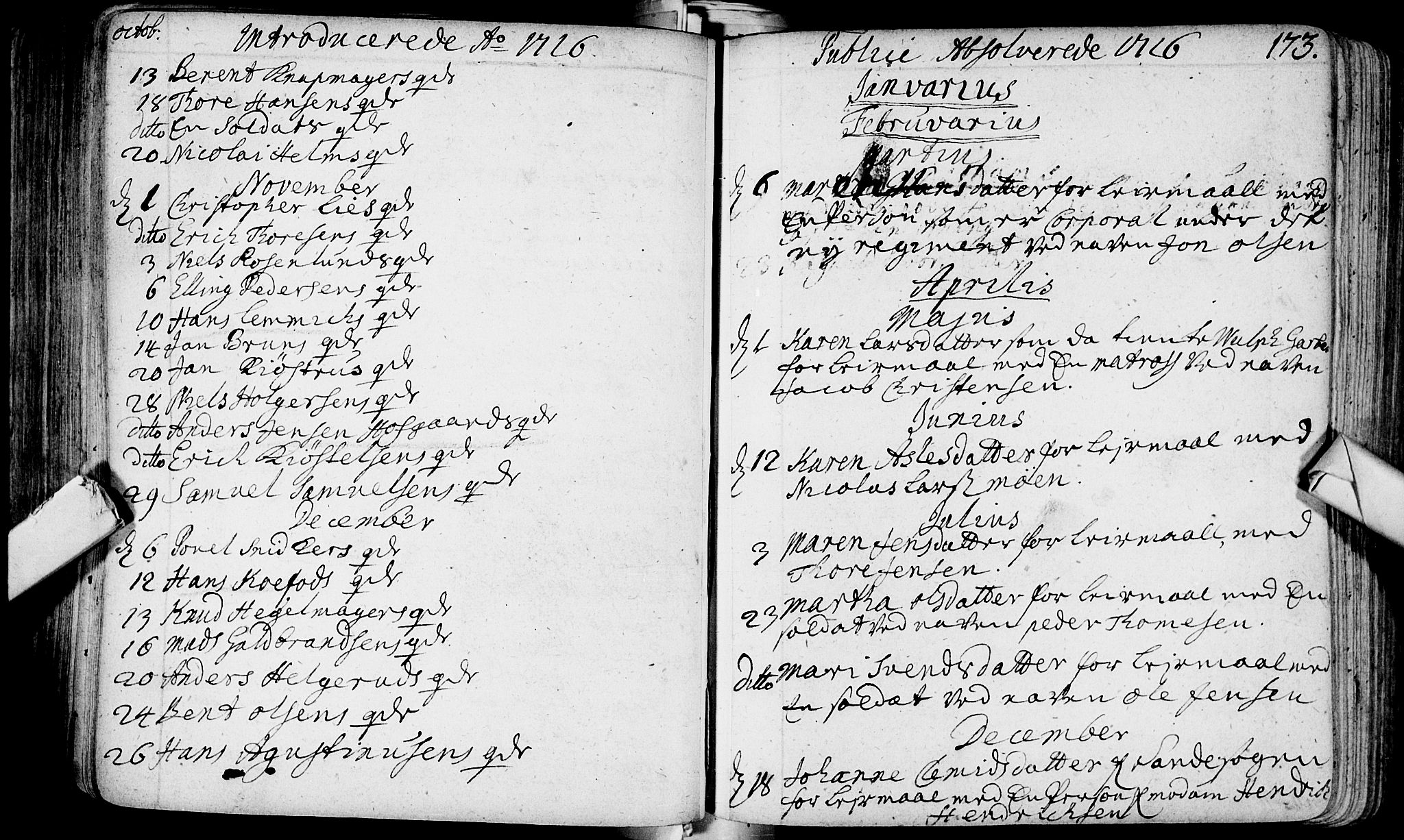 Bragernes kirkebøker, SAKO/A-6/F/Fa/L0003: Parish register (official) no. I 3, 1706-1734, p. 173