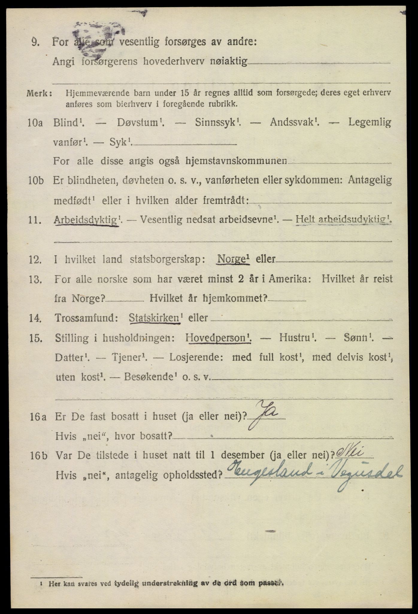 SAK, 1920 census for Mykland, 1920, p. 1667