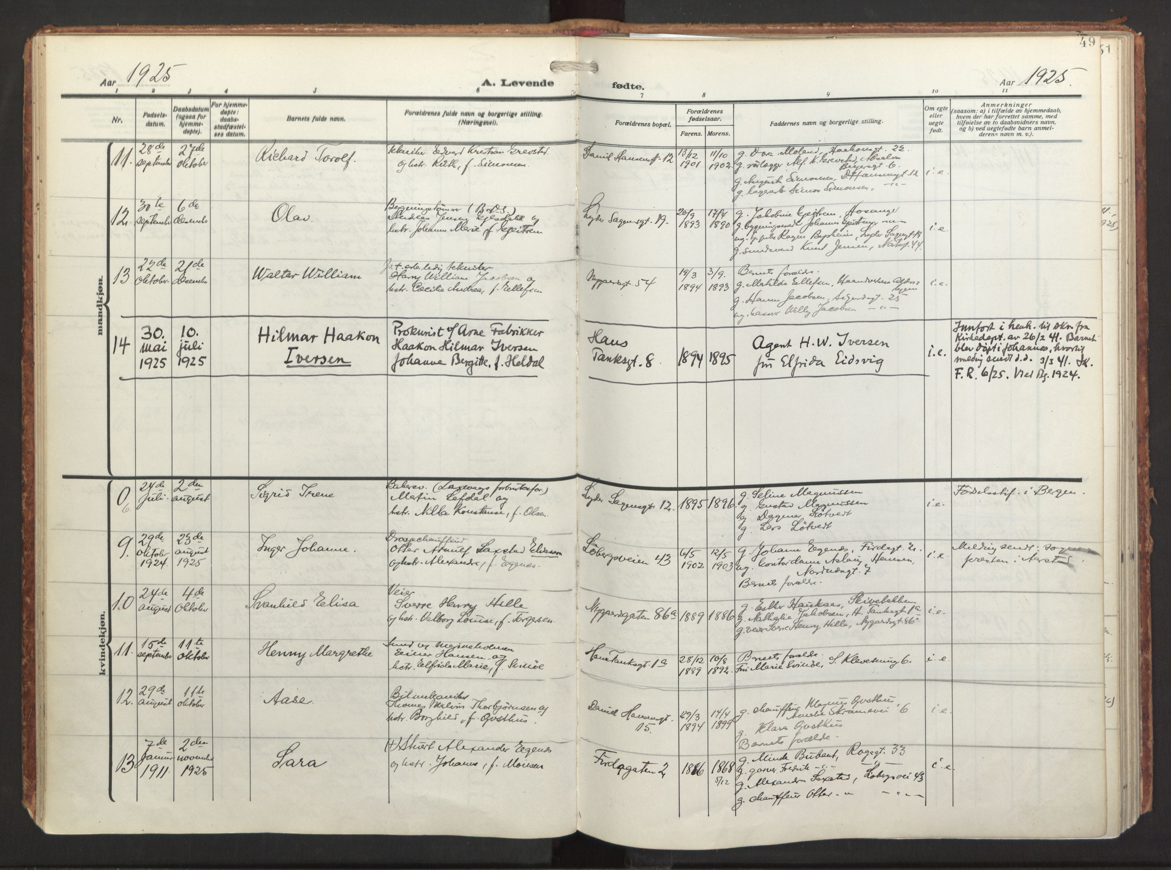 St. Jacob sokneprestembete, SAB/A-78001/H/Haa/L0001: Parish register (official) no. A 1, 1917-1952, p. 49