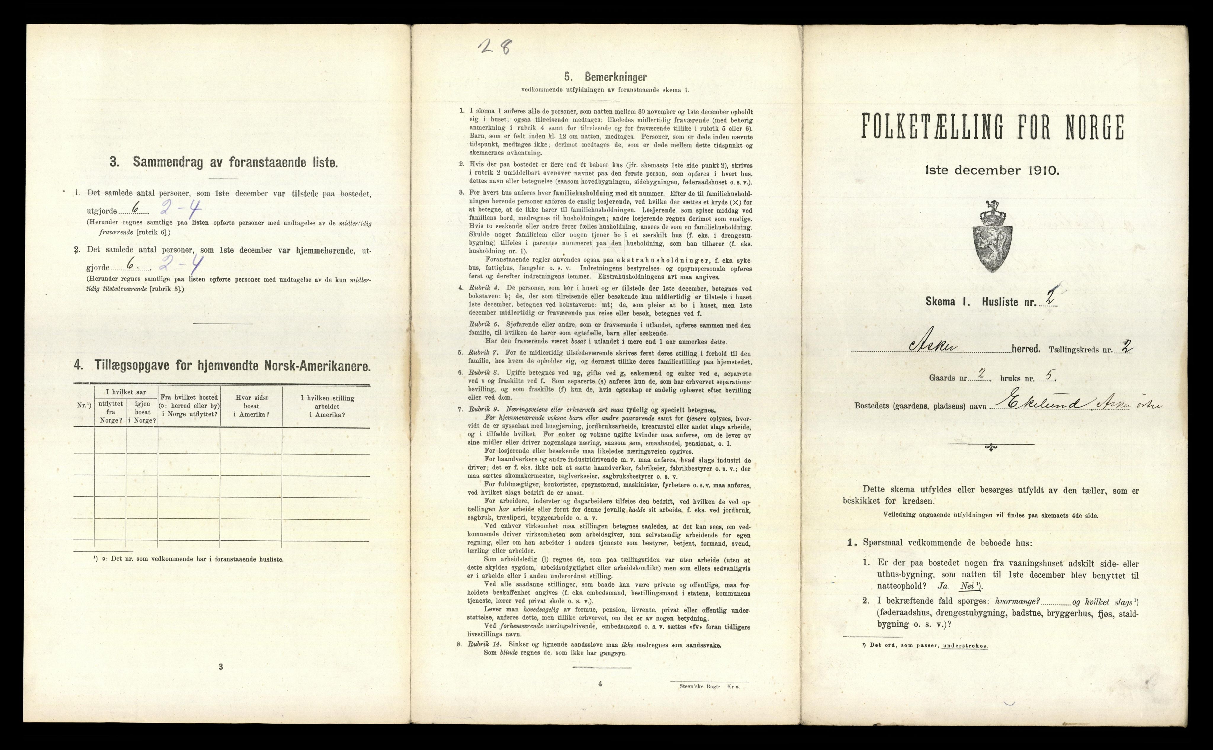 RA, 1910 census for Asker, 1910, p. 338