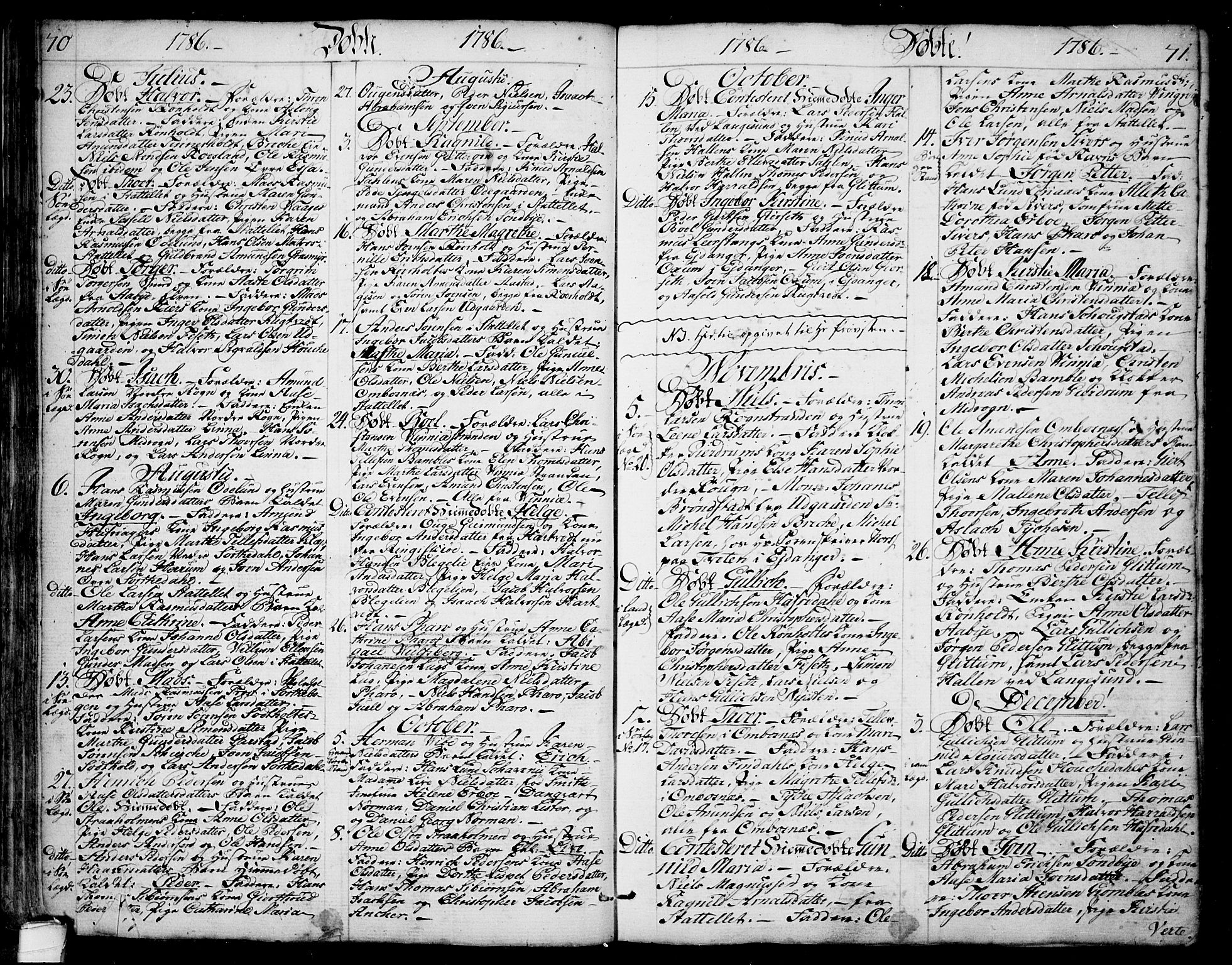 Bamble kirkebøker, SAKO/A-253/F/Fa/L0002: Parish register (official) no. I 2, 1775-1814, p. 70-71