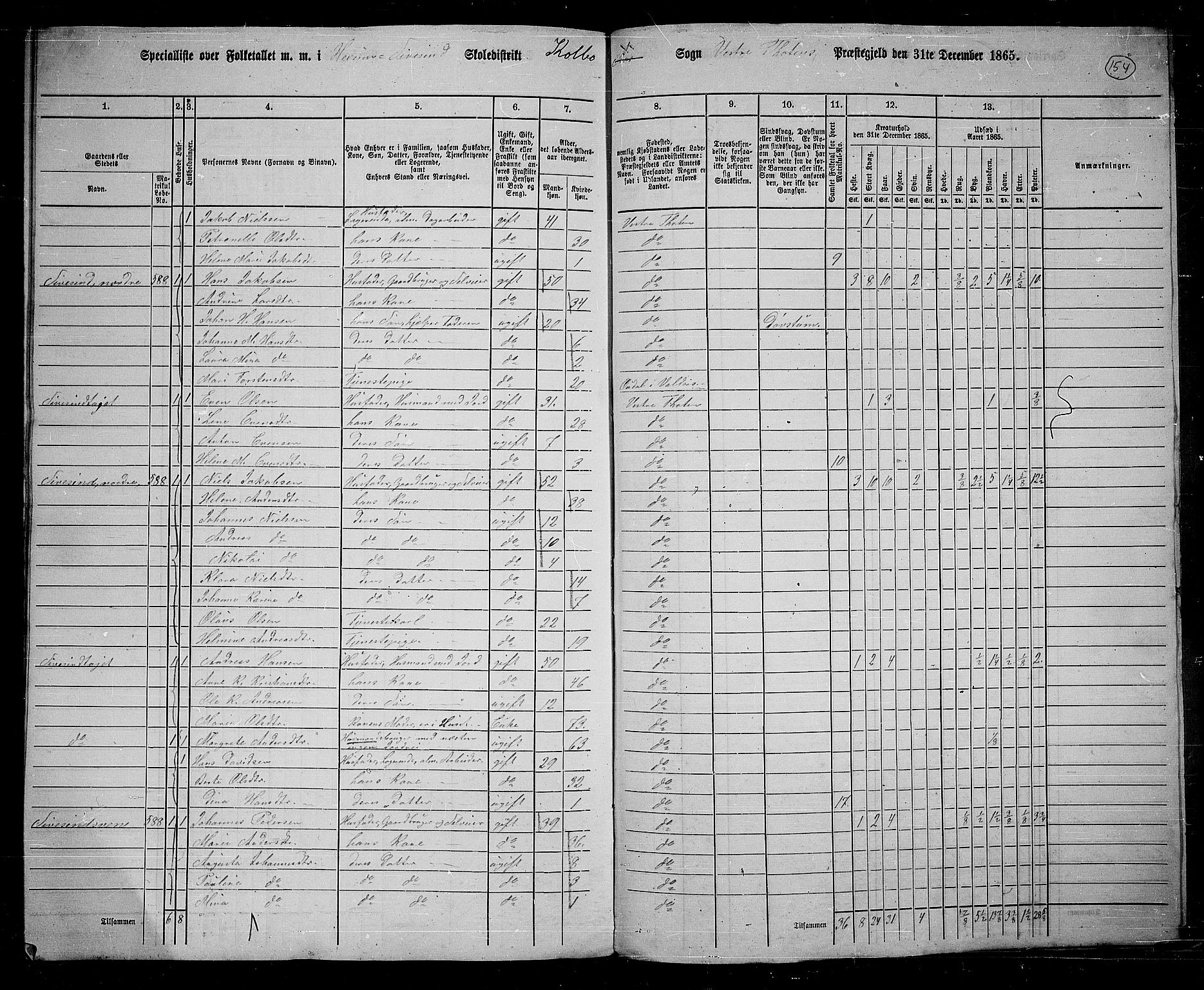 RA, 1865 census for Vestre Toten, 1865, p. 297