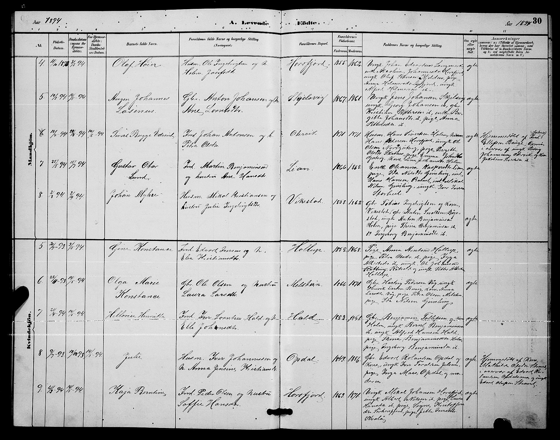 Ministerialprotokoller, klokkerbøker og fødselsregistre - Nordland, AV/SAT-A-1459/811/L0169: Parish register (copy) no. 811C01, 1884-1894, p. 30