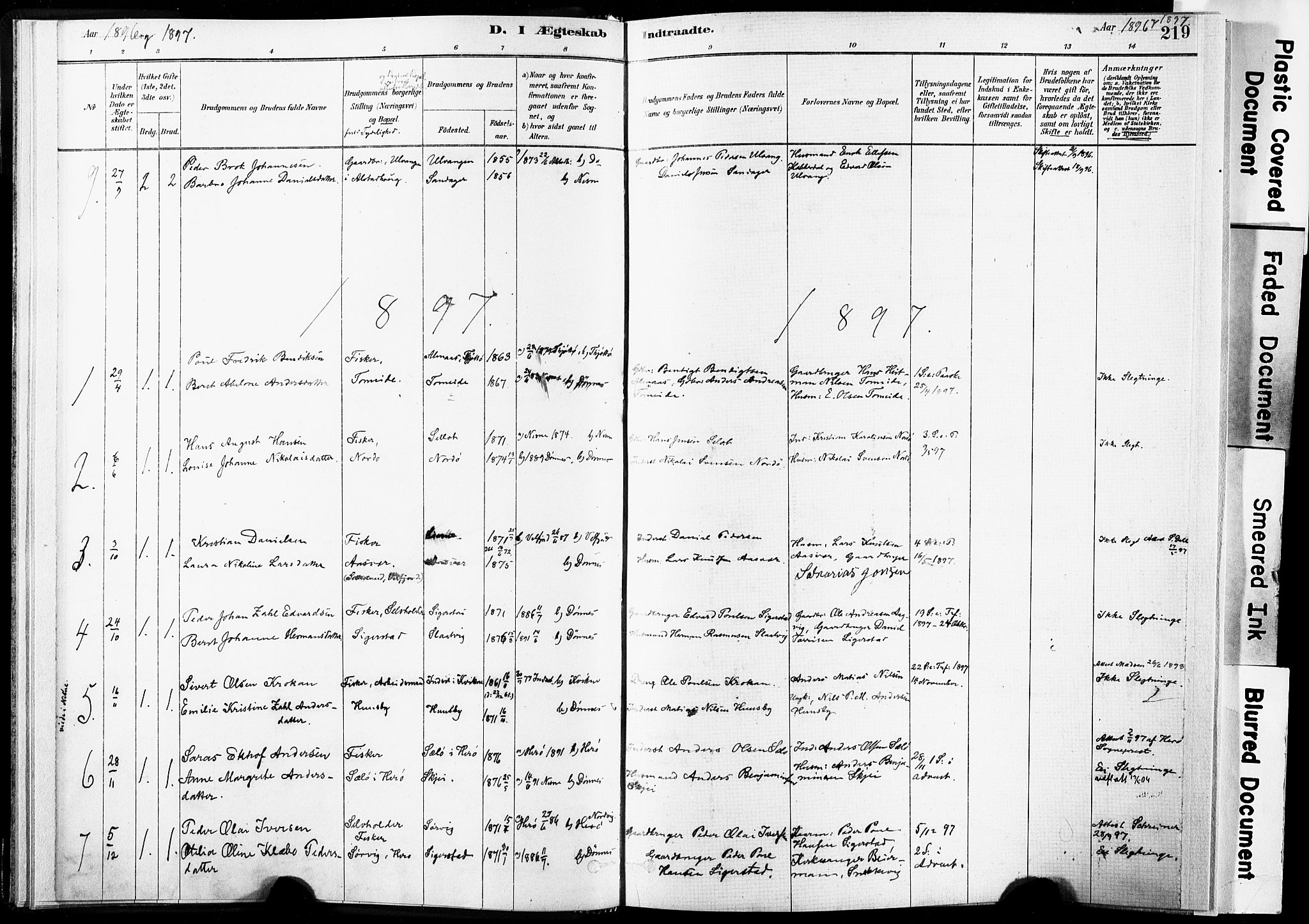 Ministerialprotokoller, klokkerbøker og fødselsregistre - Nordland, AV/SAT-A-1459/835/L0526: Parish register (official) no. 835A03II, 1881-1910, p. 219