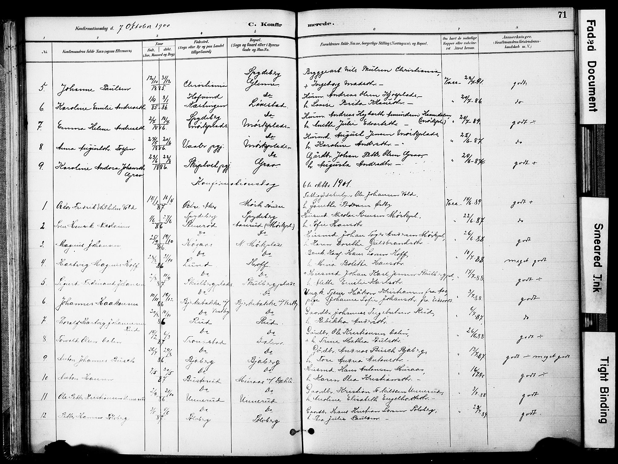 Spydeberg prestekontor Kirkebøker, AV/SAO-A-10924/F/Fa/L0008: Parish register (official) no. I 8, 1886-1900, p. 71