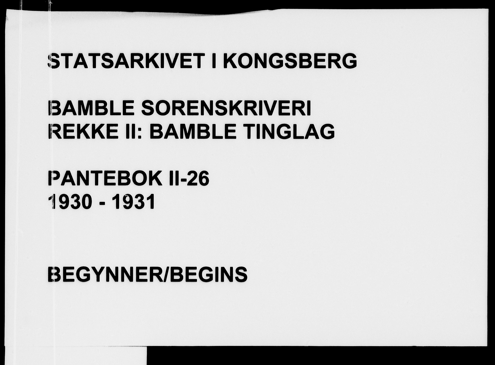 Bamble sorenskriveri, SAKO/A-214/G/Ga/Gab/L0026: Mortgage book no. II 26, 1930-1931