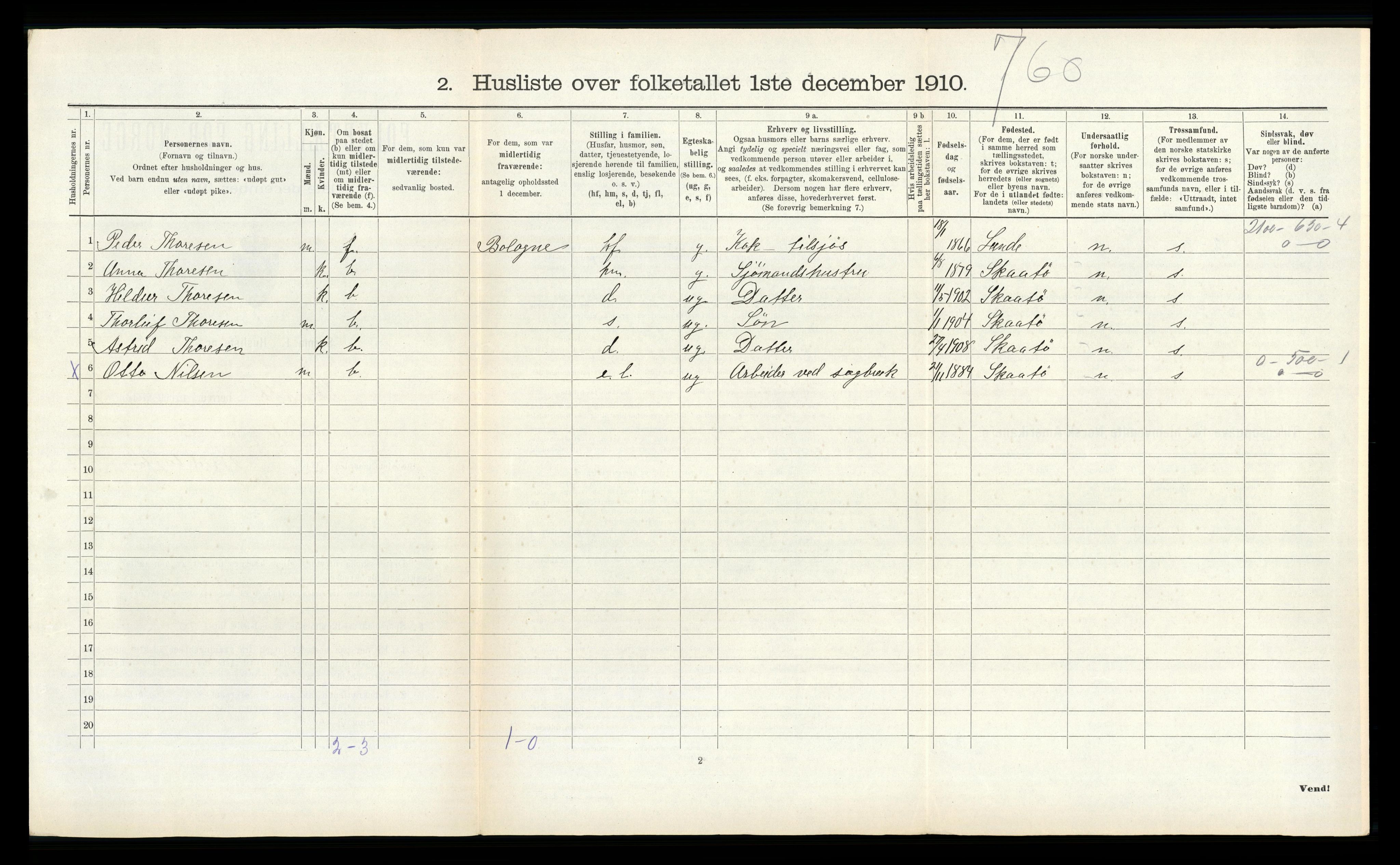 RA, 1910 census for Skåtøy, 1910, p. 340