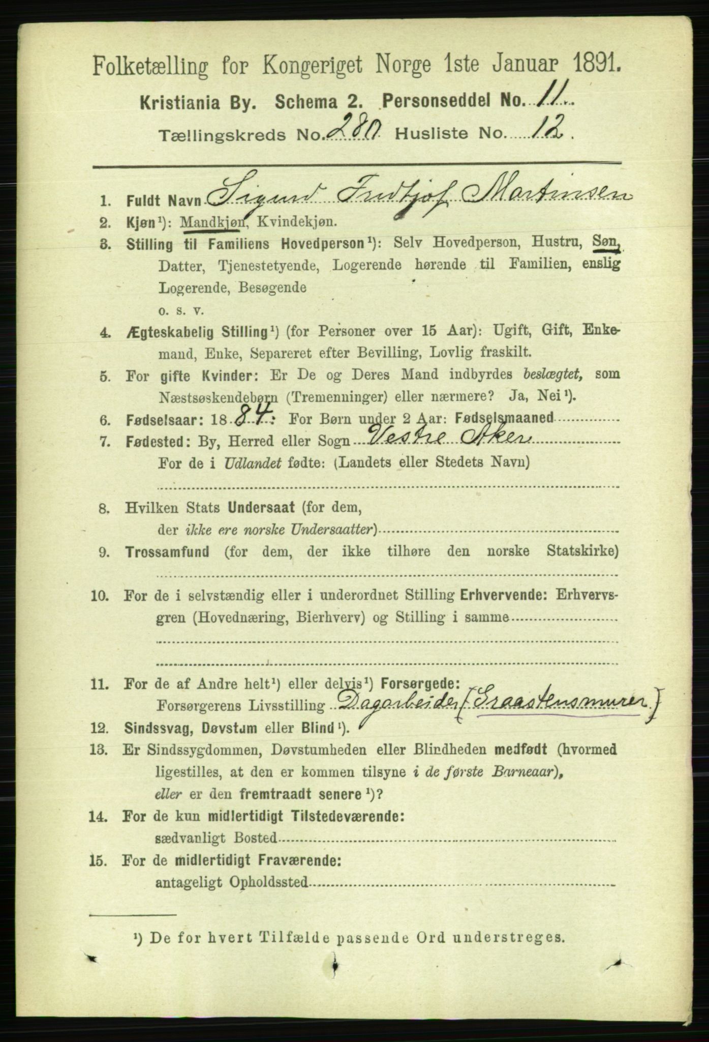 RA, 1891 census for 0301 Kristiania, 1891, p. 170395