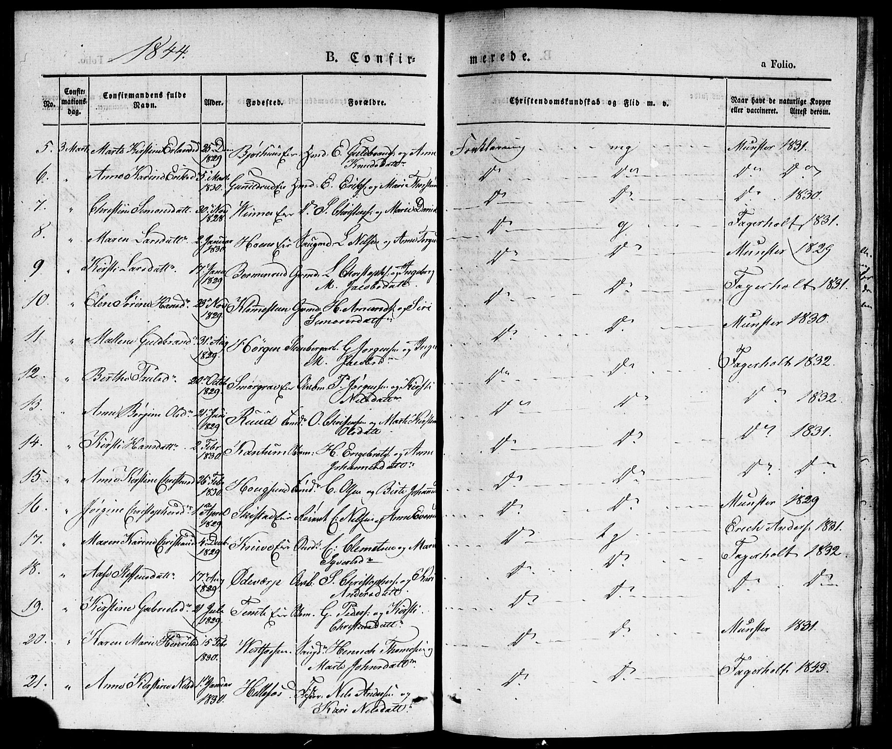 Eiker kirkebøker, AV/SAKO-A-4/F/Fa/L0013b: Parish register (official) no. I 13B, 1840-1845