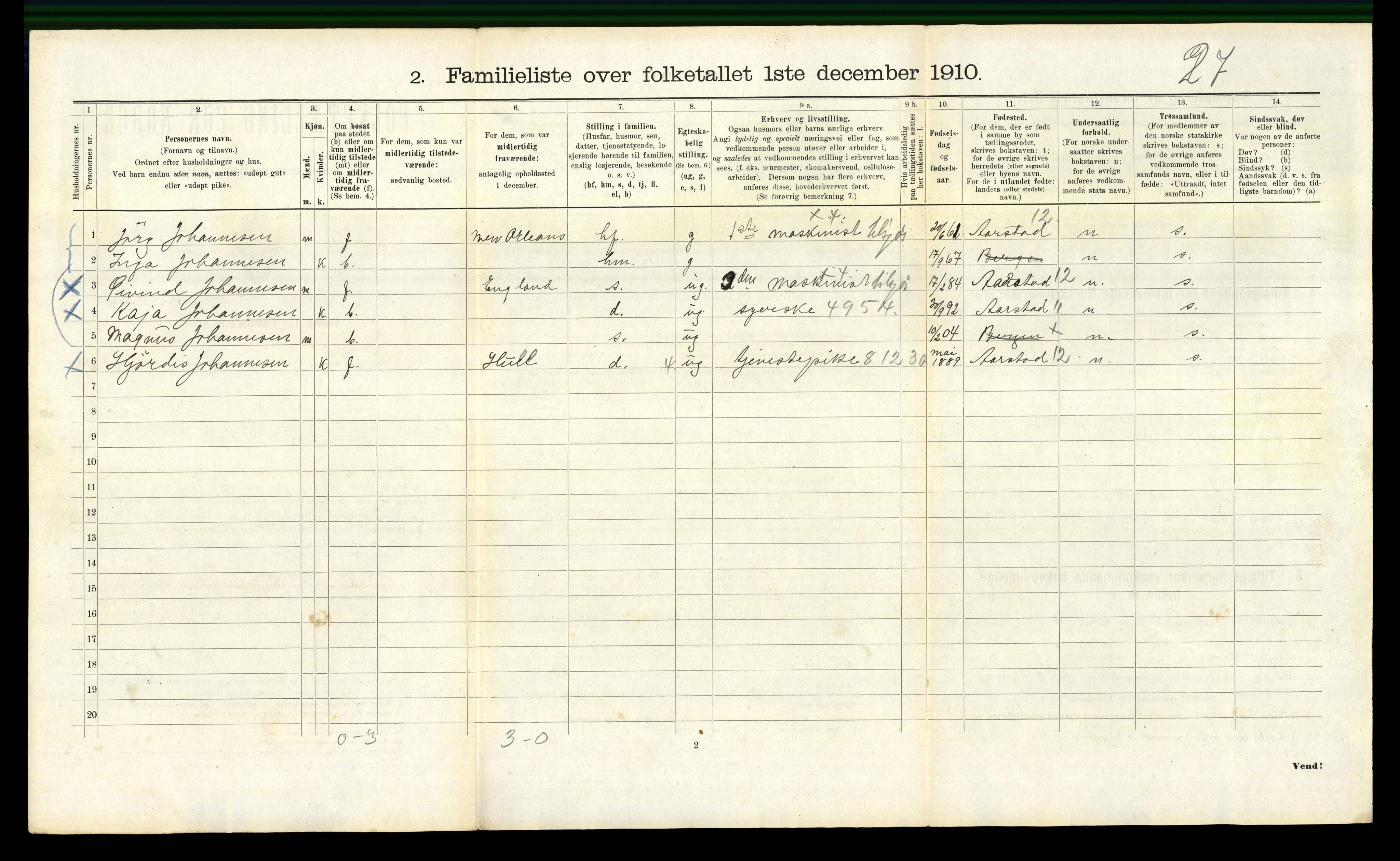 RA, 1910 census for Bergen, 1910, p. 40136