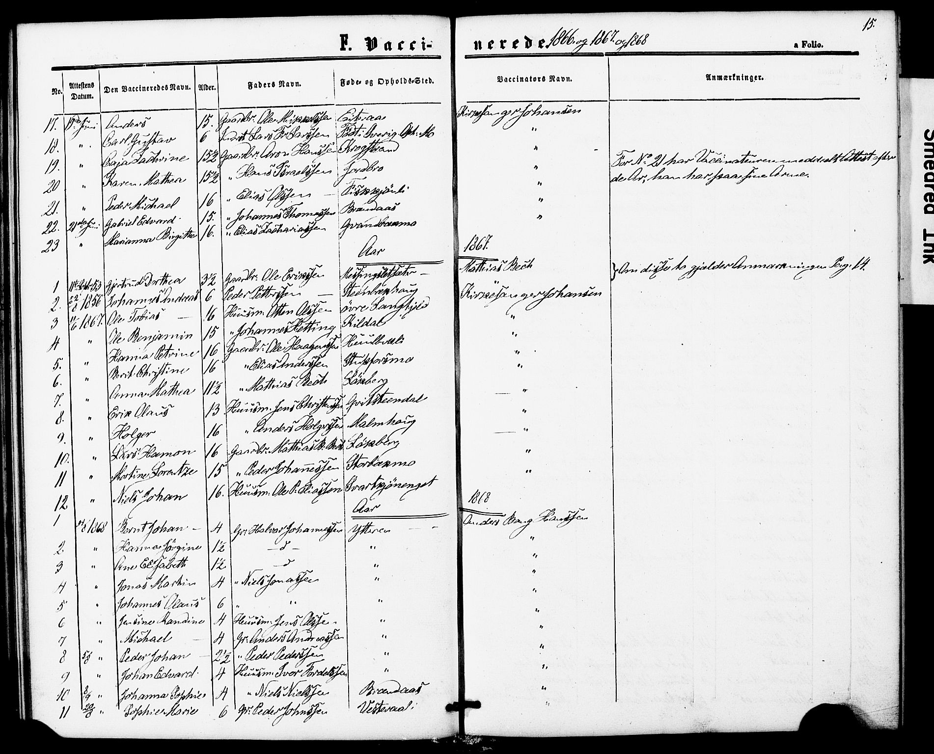 Ministerialprotokoller, klokkerbøker og fødselsregistre - Nordland, SAT/A-1459/827/L0397: Parish register (official) no. 827A09, 1862-1876, p. 15