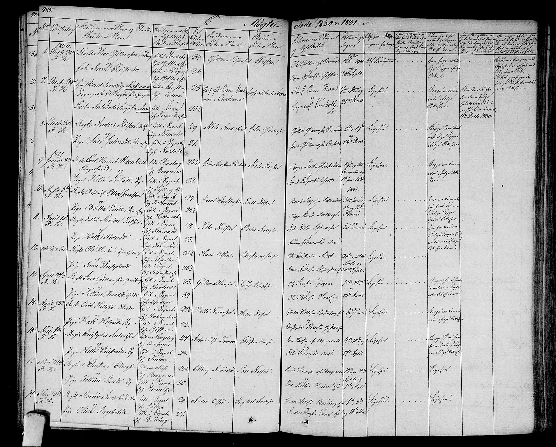 Lier kirkebøker, AV/SAKO-A-230/F/Fa/L0010: Parish register (official) no. I 10, 1827-1843, p. 285