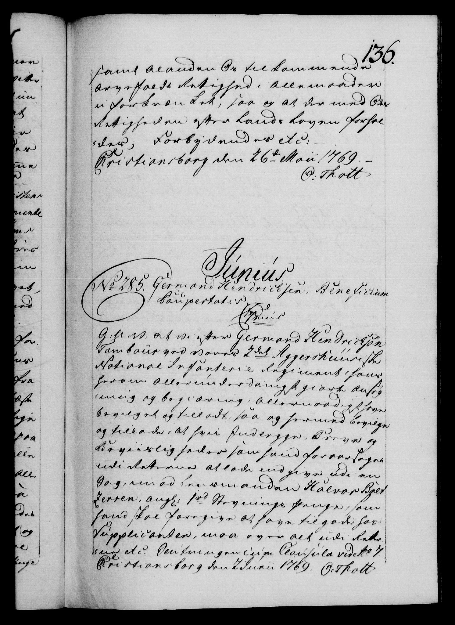 Danske Kanselli 1572-1799, AV/RA-EA-3023/F/Fc/Fca/Fcaa/L0044: Norske registre, 1769-1771, p. 136a