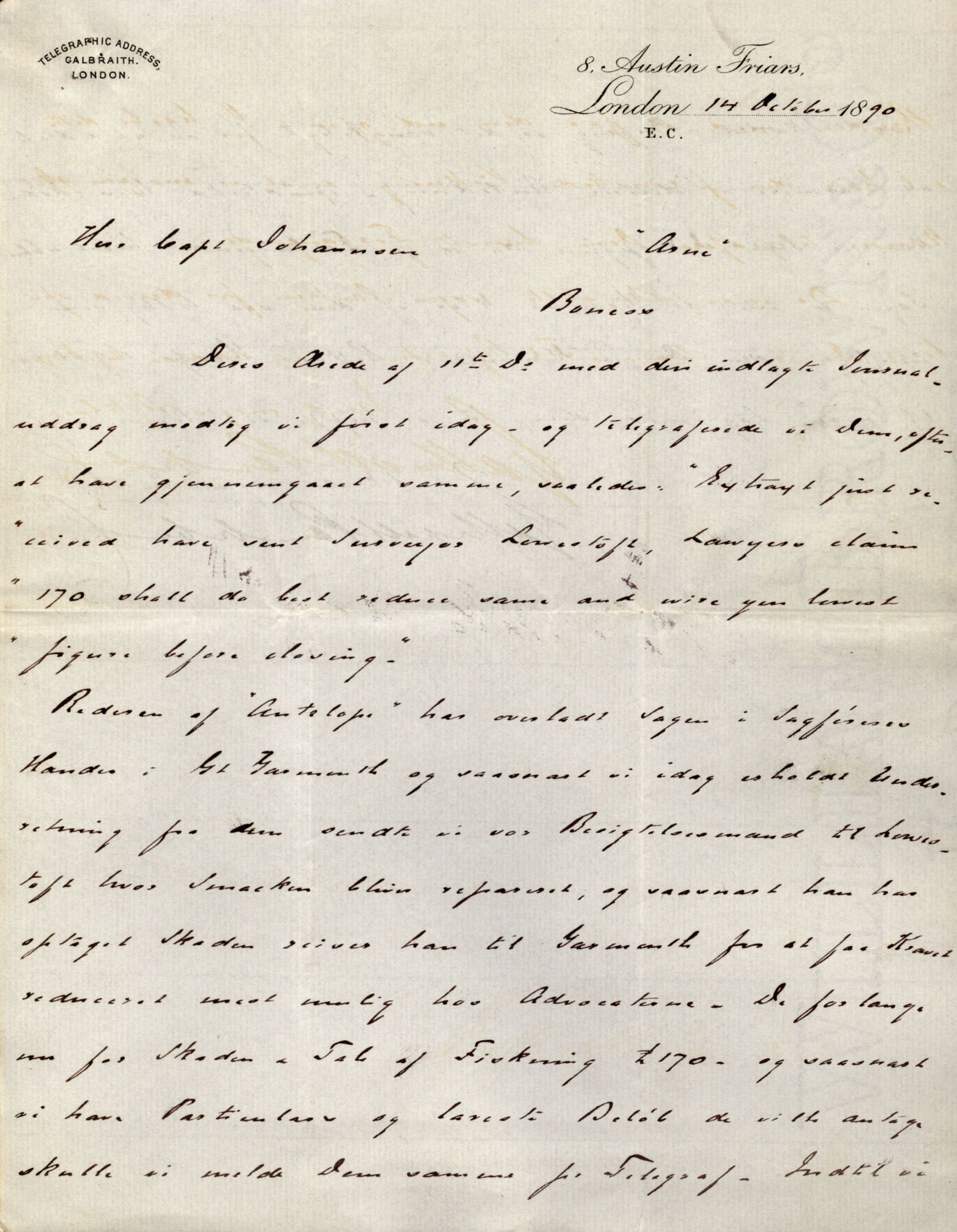 Pa 63 - Østlandske skibsassuranceforening, VEMU/A-1079/G/Ga/L0026/0008: Havaridokumenter / Bernadotte, Bardeu, Augustinus, Atlanta, Arne, 1890, p. 88