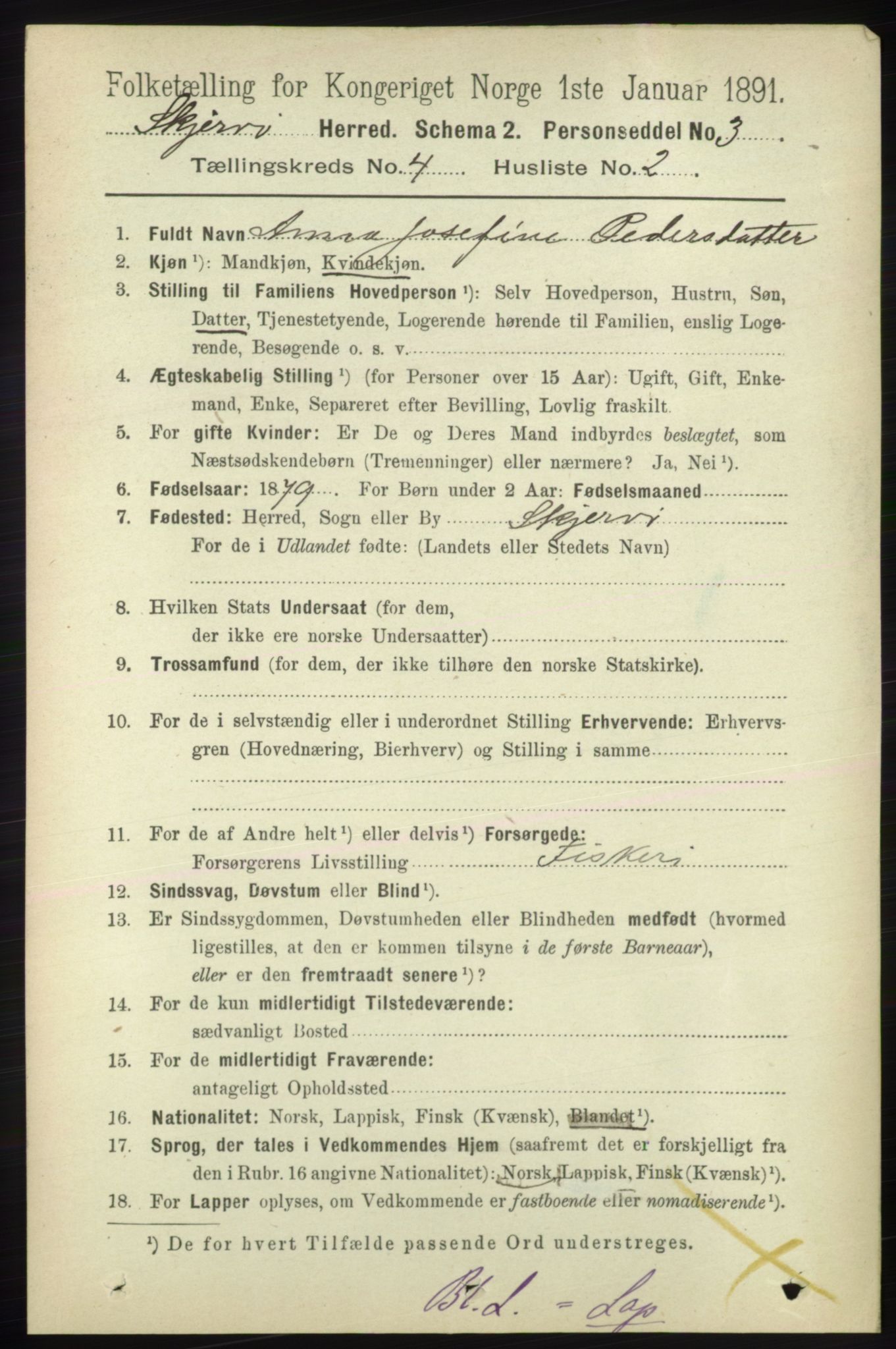 RA, 1891 census for 1941 Skjervøy, 1891, p. 2311