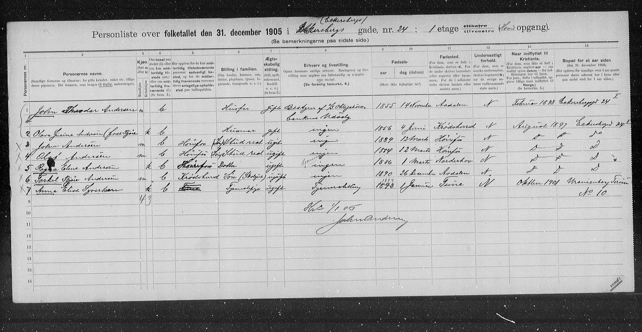 OBA, Municipal Census 1905 for Kristiania, 1905, p. 9494