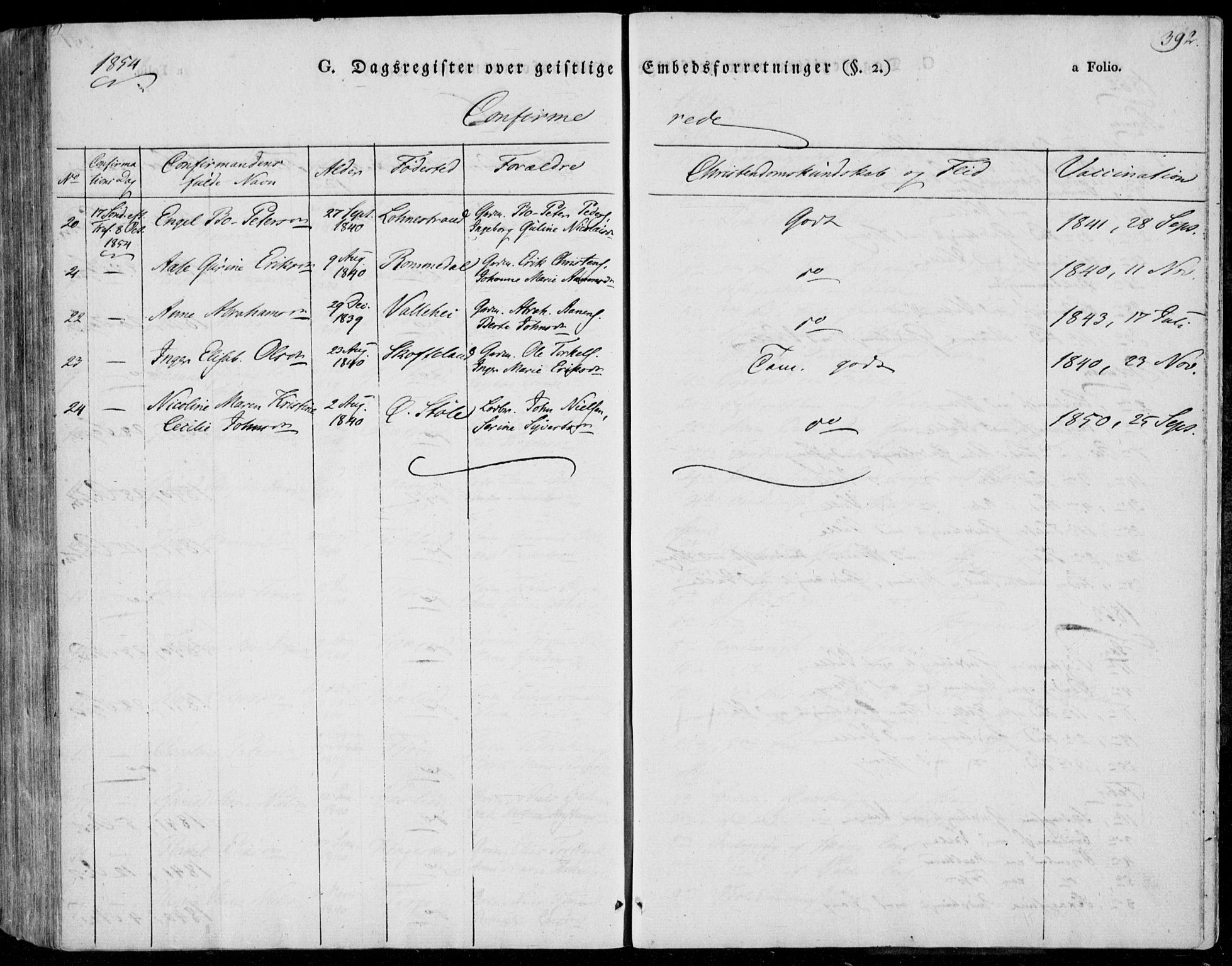 Sør-Audnedal sokneprestkontor, AV/SAK-1111-0039/F/Fa/Fab/L0006: Parish register (official) no. A 6, 1829-1855, p. 392