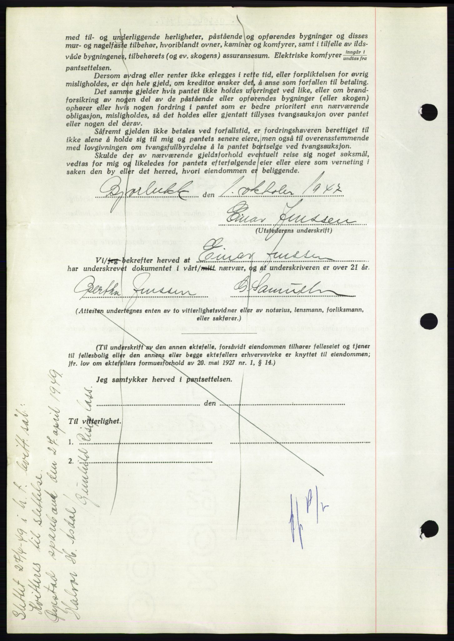 Nedenes sorenskriveri, AV/SAK-1221-0006/G/Gb/Gbb/L0004: Mortgage book no. B4, 1947-1947, Diary no: : 1442/1947