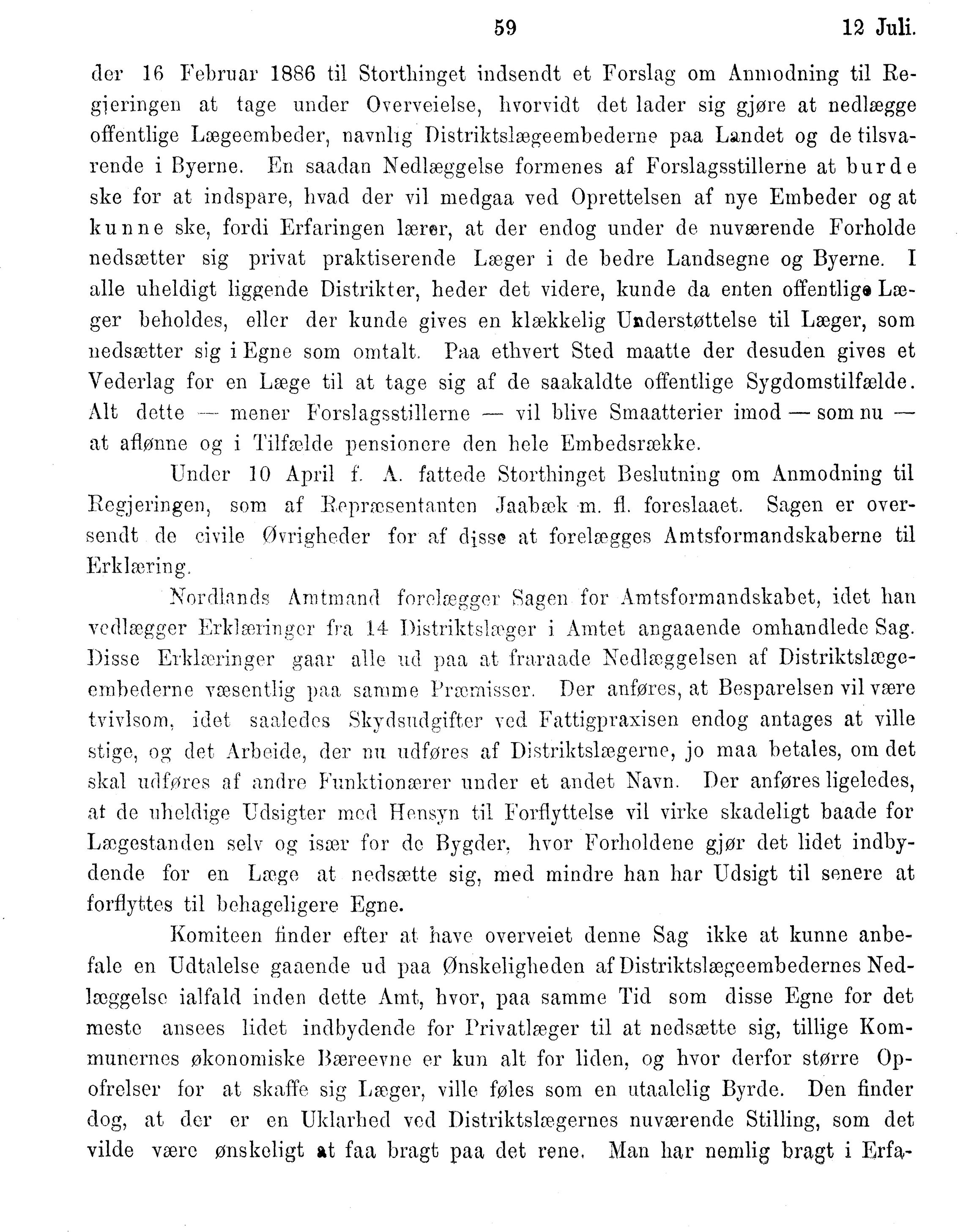 Nordland Fylkeskommune. Fylkestinget, AIN/NFK-17/176/A/Ac/L0015: Fylkestingsforhandlinger 1886-1890, 1886-1890