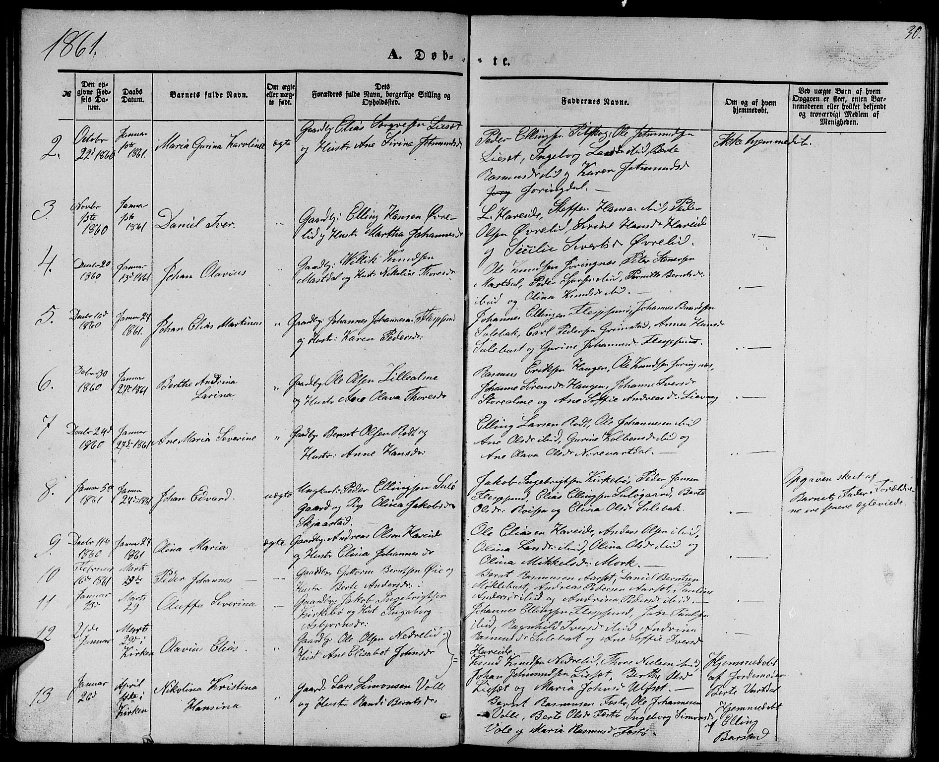 Ministerialprotokoller, klokkerbøker og fødselsregistre - Møre og Romsdal, SAT/A-1454/510/L0124: Parish register (copy) no. 510C01, 1854-1877, p. 30