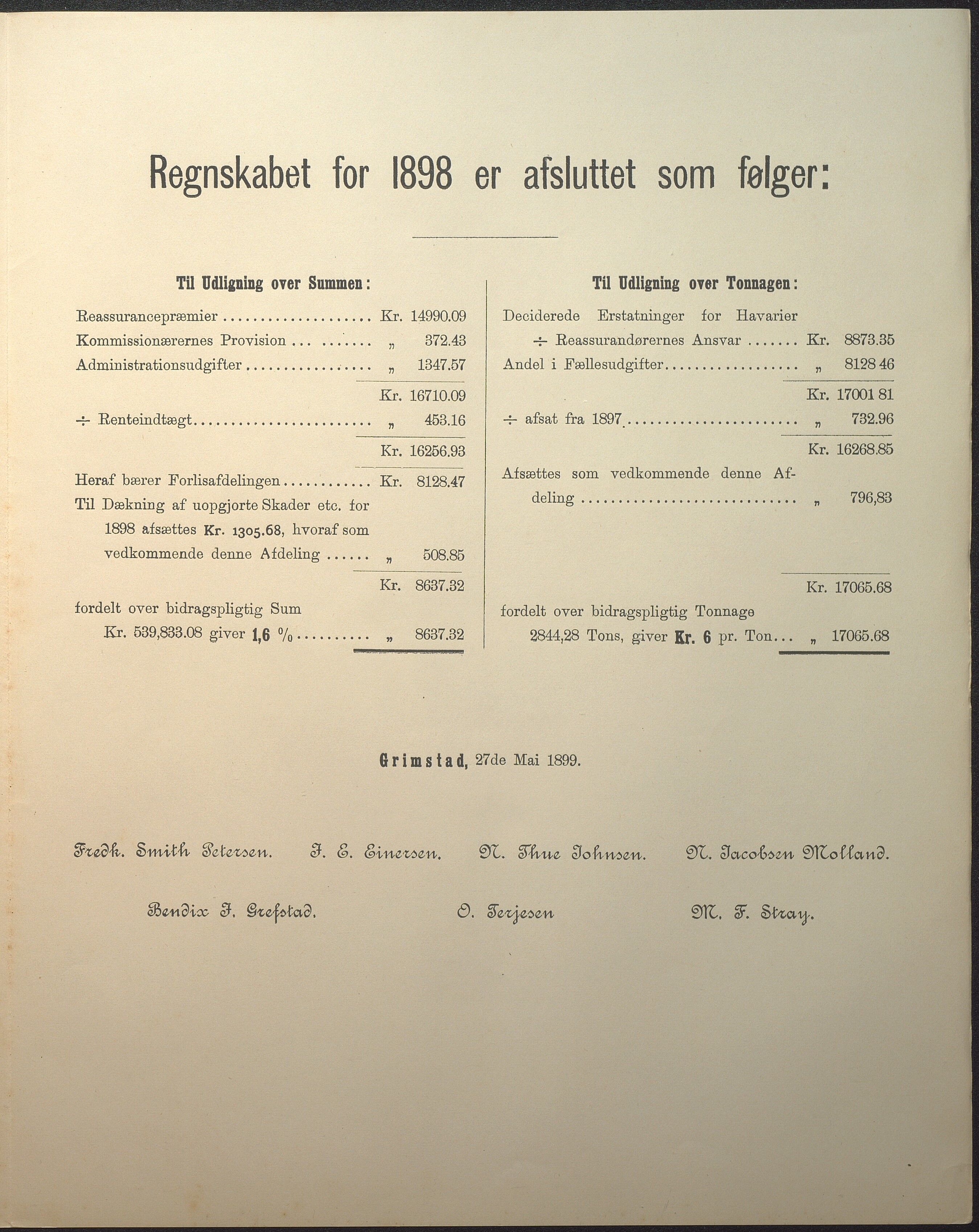 Agders Gjensidige Assuranceforening, AAKS/PA-1718/05/L0005: Regnskap, dampavdeling, 1897-1922