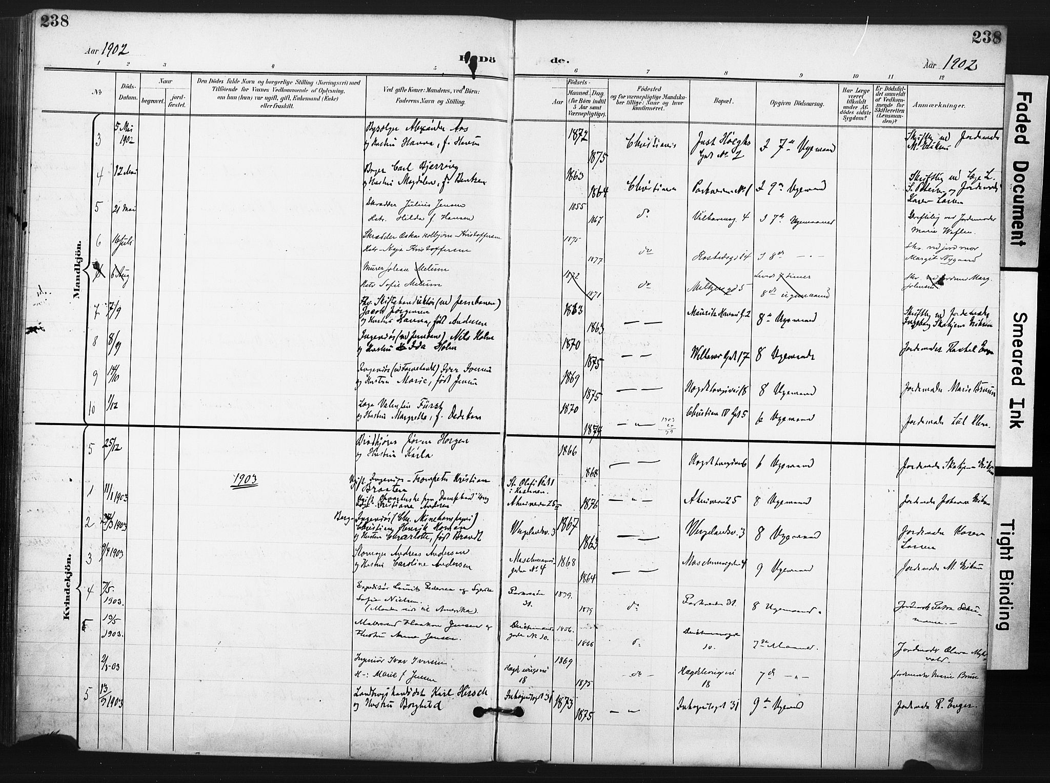 Trefoldighet prestekontor Kirkebøker, AV/SAO-A-10882/F/Fd/L0004: Parish register (official) no. IV 4, 1897-1912, p. 238